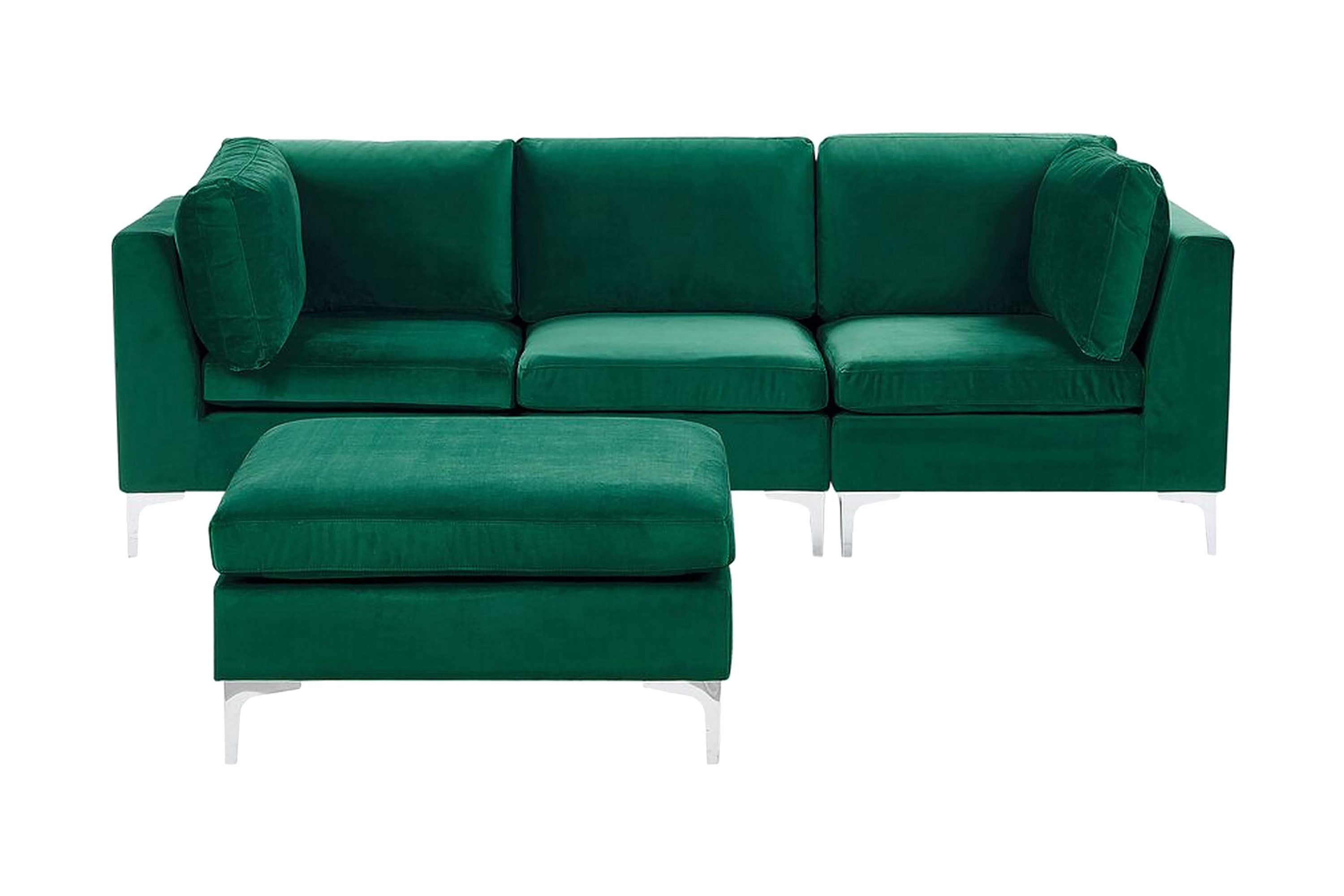 3-sits Soffa Samkom med Fotpall Sammet/Grön