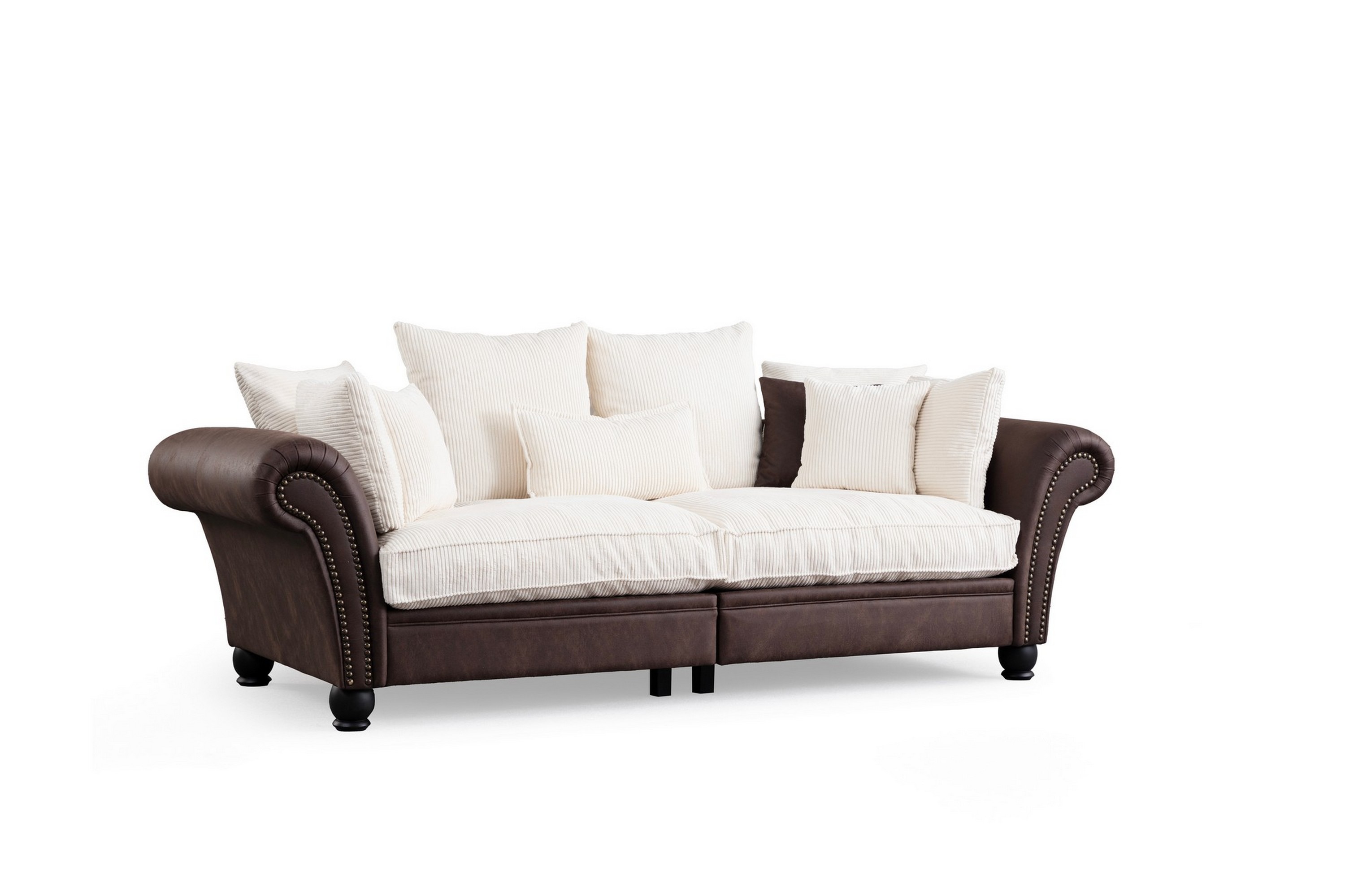3-sits Soffa August Brun/Vit