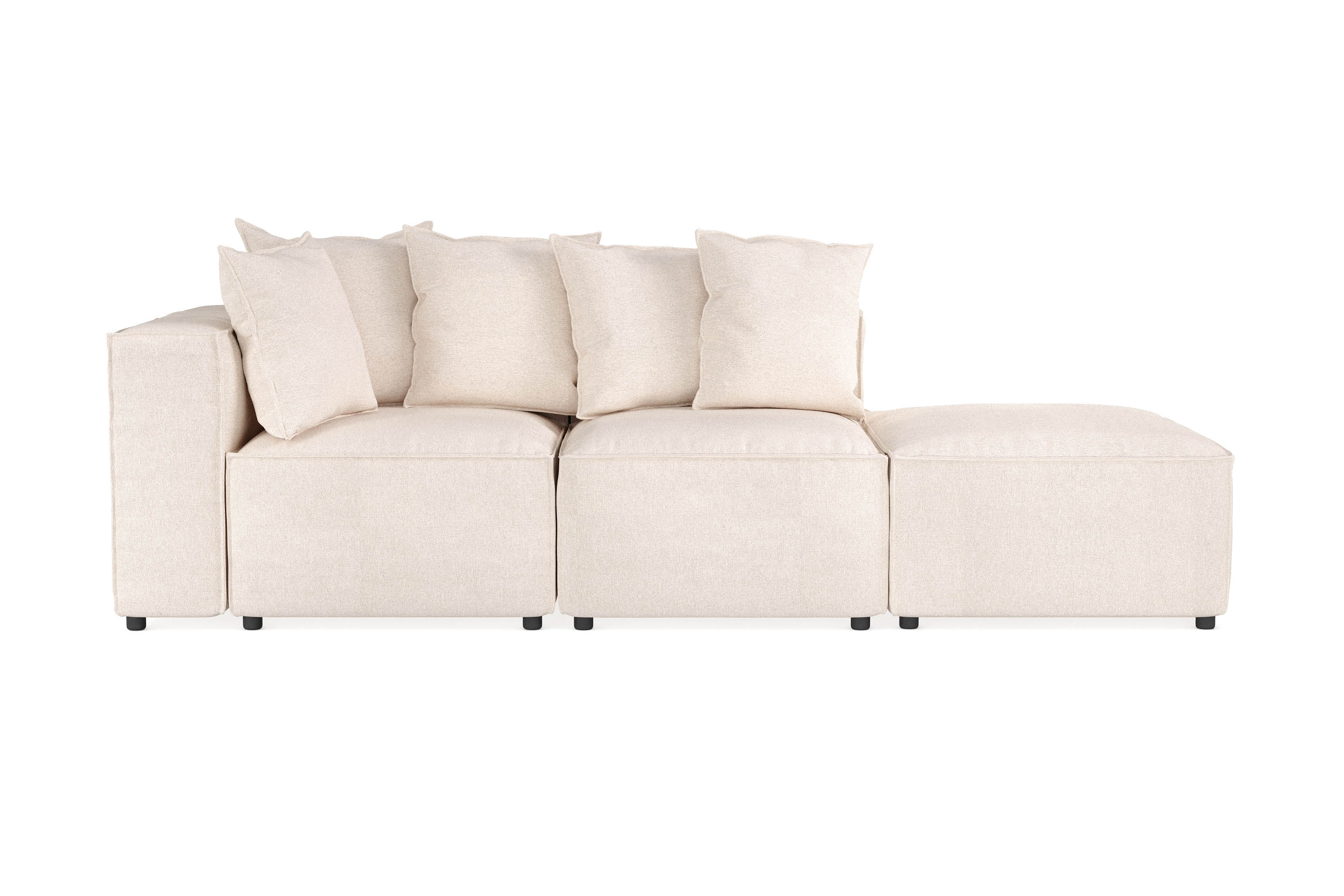 Cubo 3-sits Djup Modulsoffa Fotpall i Tyg Beige