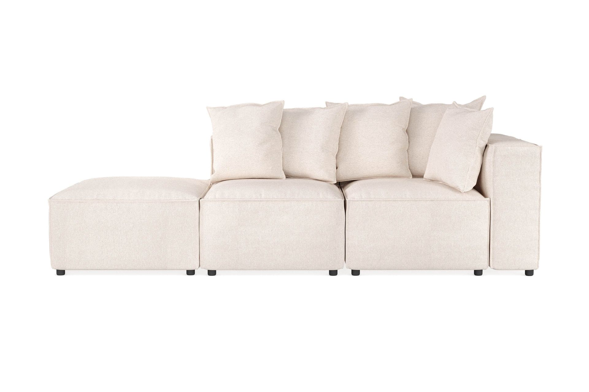 Cubo 3-sits Djup Modulsoffa + Fotpall i Tyg - Beige