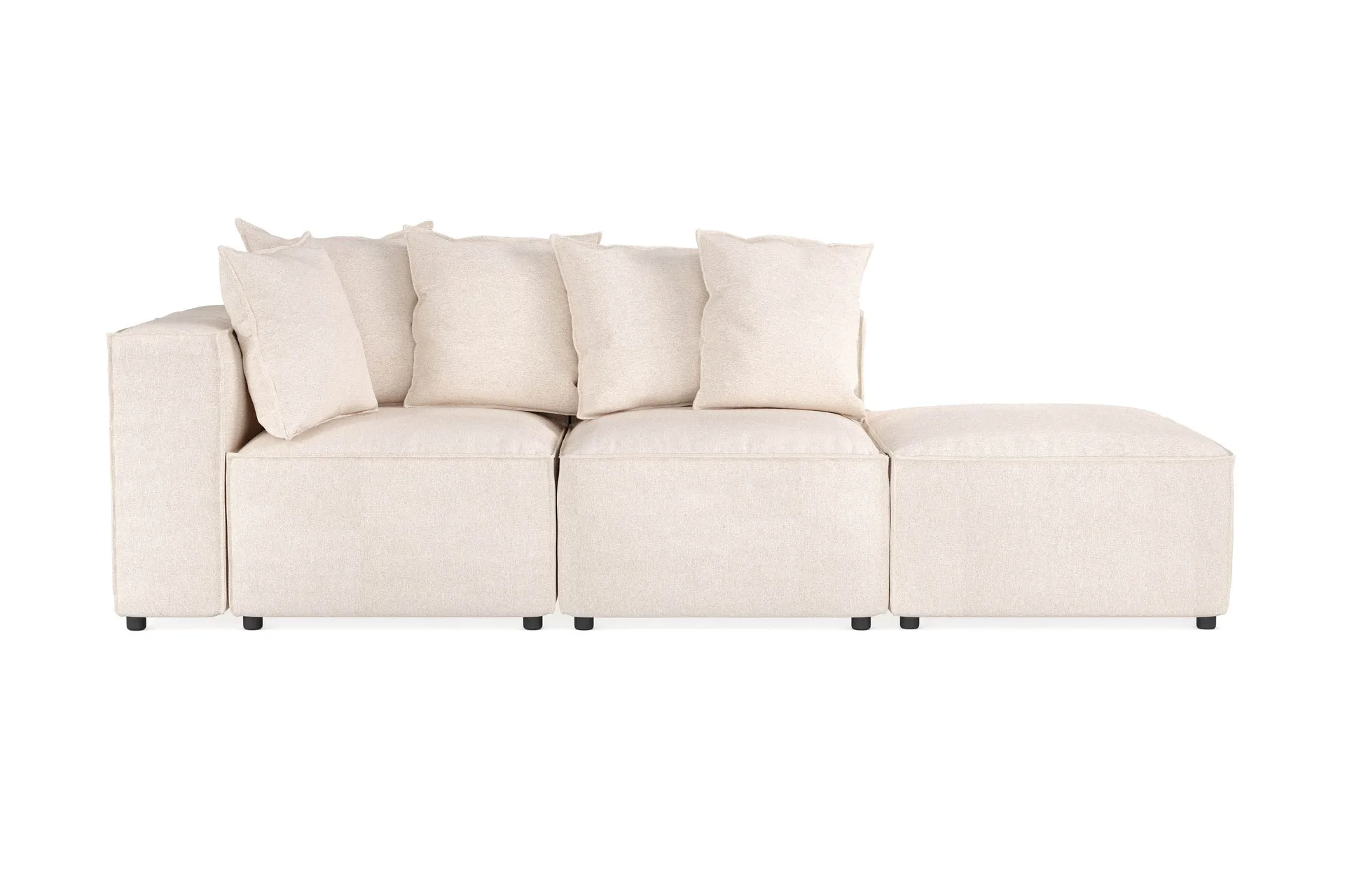 Cubo 3-sits Djup Modulsoffa + Fotpall i Tyg - Beige