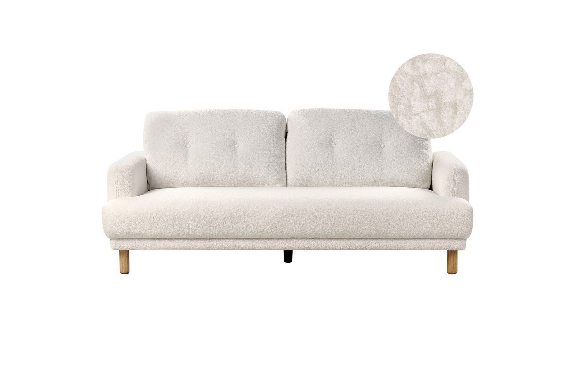 3-sitssoffa Tuve Vit, ljust tr&auml;, Boucl&eacute; - Vit, ljust tr&auml;, Boucl&eacute;