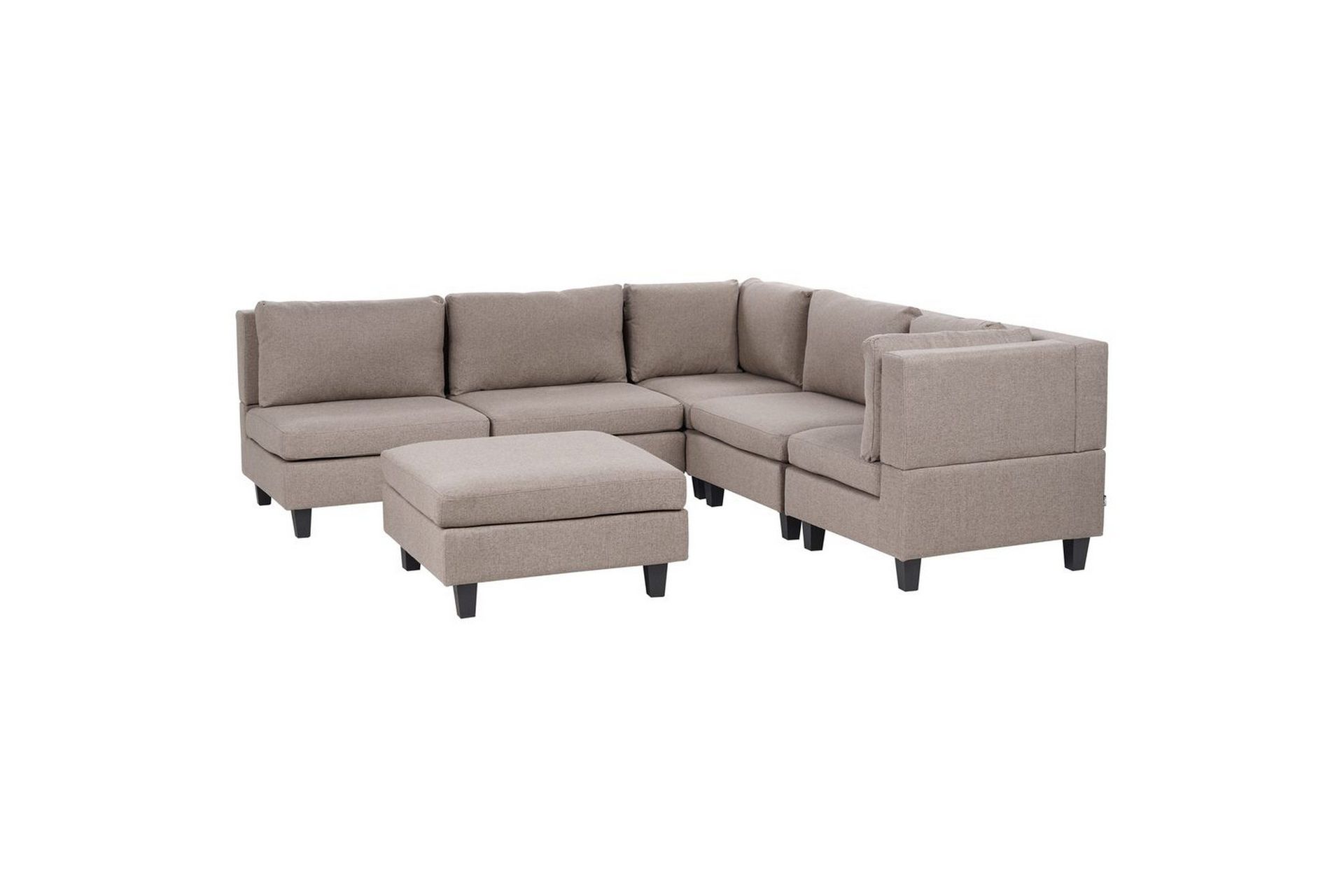5-sits Hörnsoffa med fotpall Unstad Brun/Svart, Vänstervänd, Polyester - Brun/Svart, Vänstervänd, Polyester