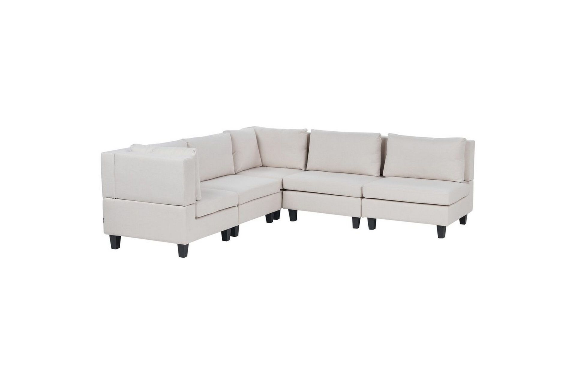 5-sits H&ouml;rnsoffa Unstad Beige/svart, H&ouml;gerv&auml;nd, Polyester - Beige/svart, H&ouml;gerv&auml;nd, Polyester