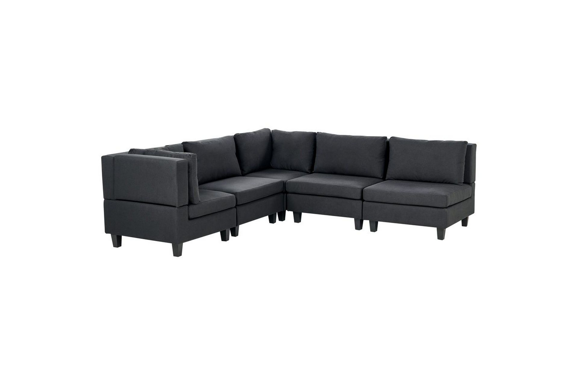 5-sits H&ouml;rnsoffa Unstad Svart, H&ouml;gerv&auml;nd, Polyester - Svart, H&ouml;gerv&auml;nd, Polyester