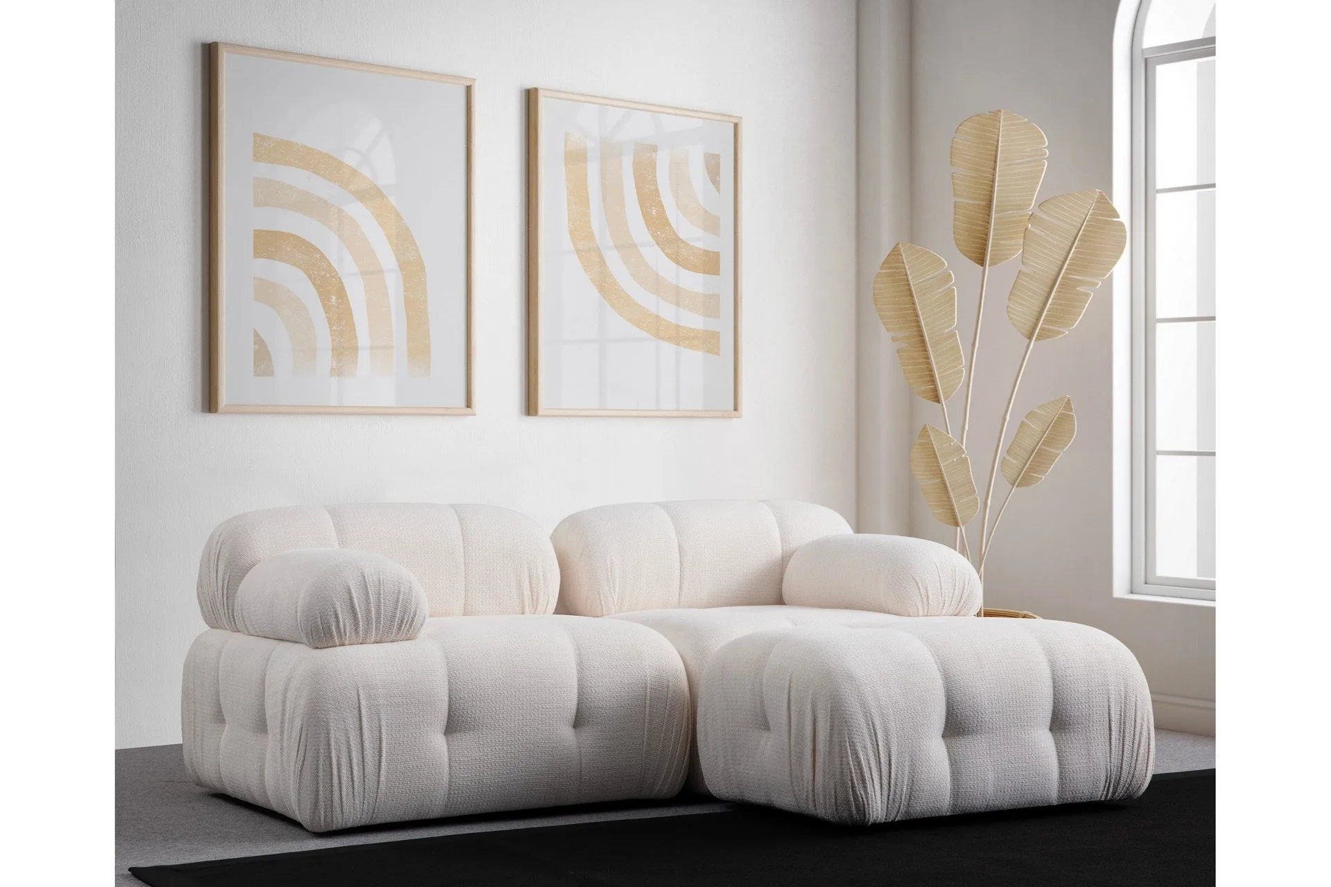 Belgin Bubblig Divansoffa 2-sits med fasta armst&ouml;d - Vit