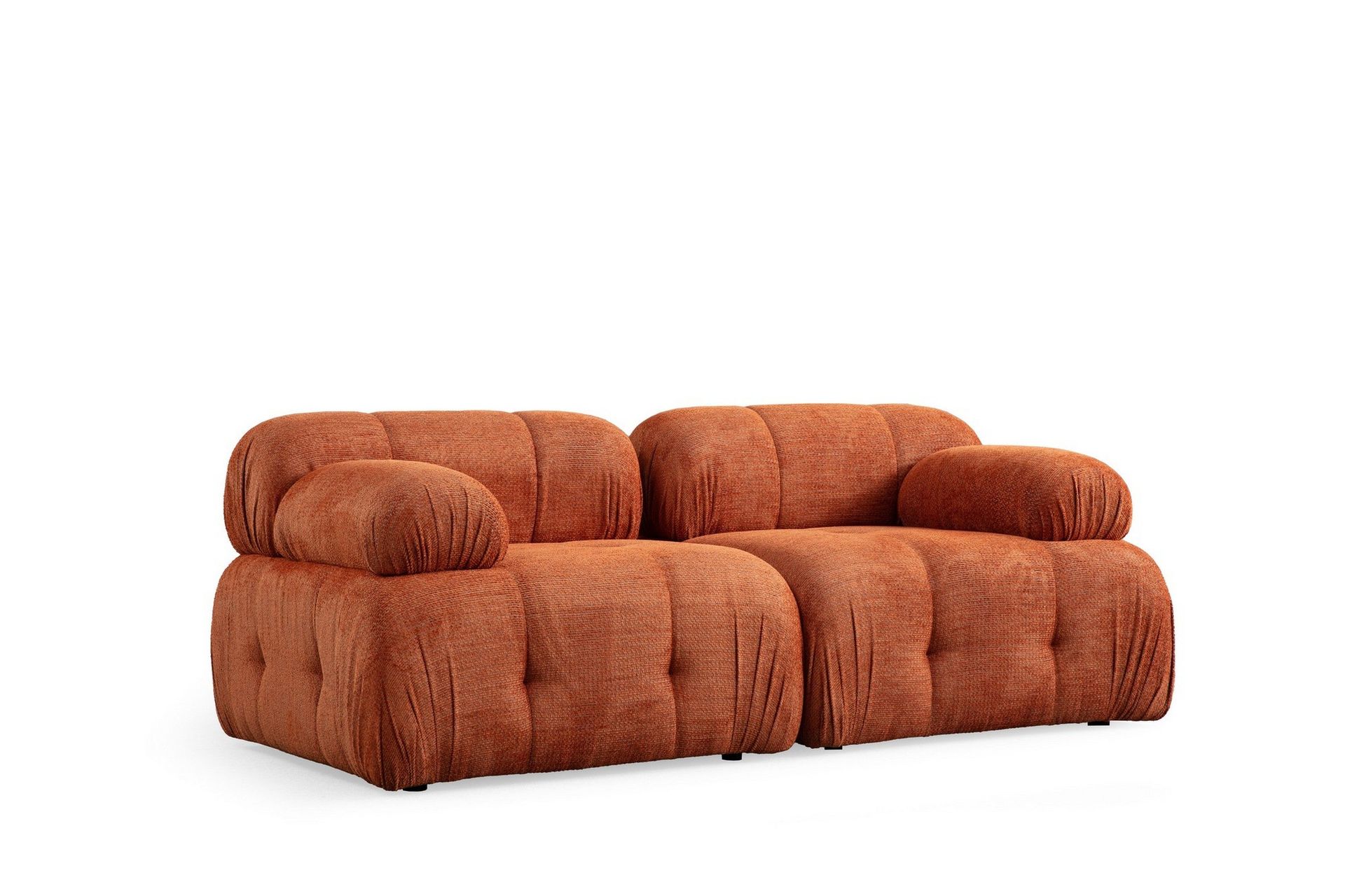 Belgin Bubblig Soffa 2-sits med fasta armst&ouml;d - Orange