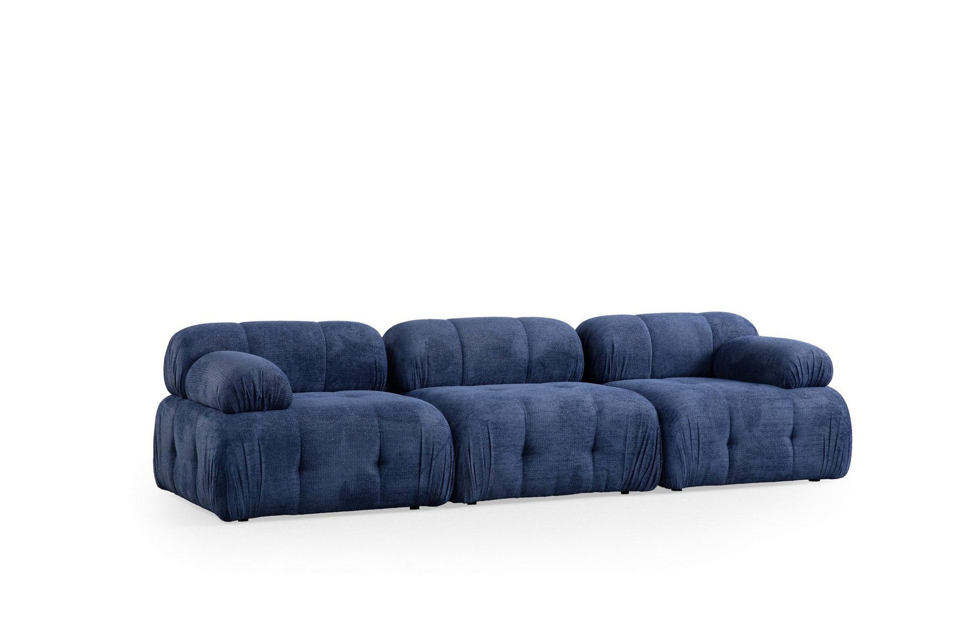 Belgin Bubblig Soffa 3-sits med fasta armst&ouml;d - Bl&aring;
