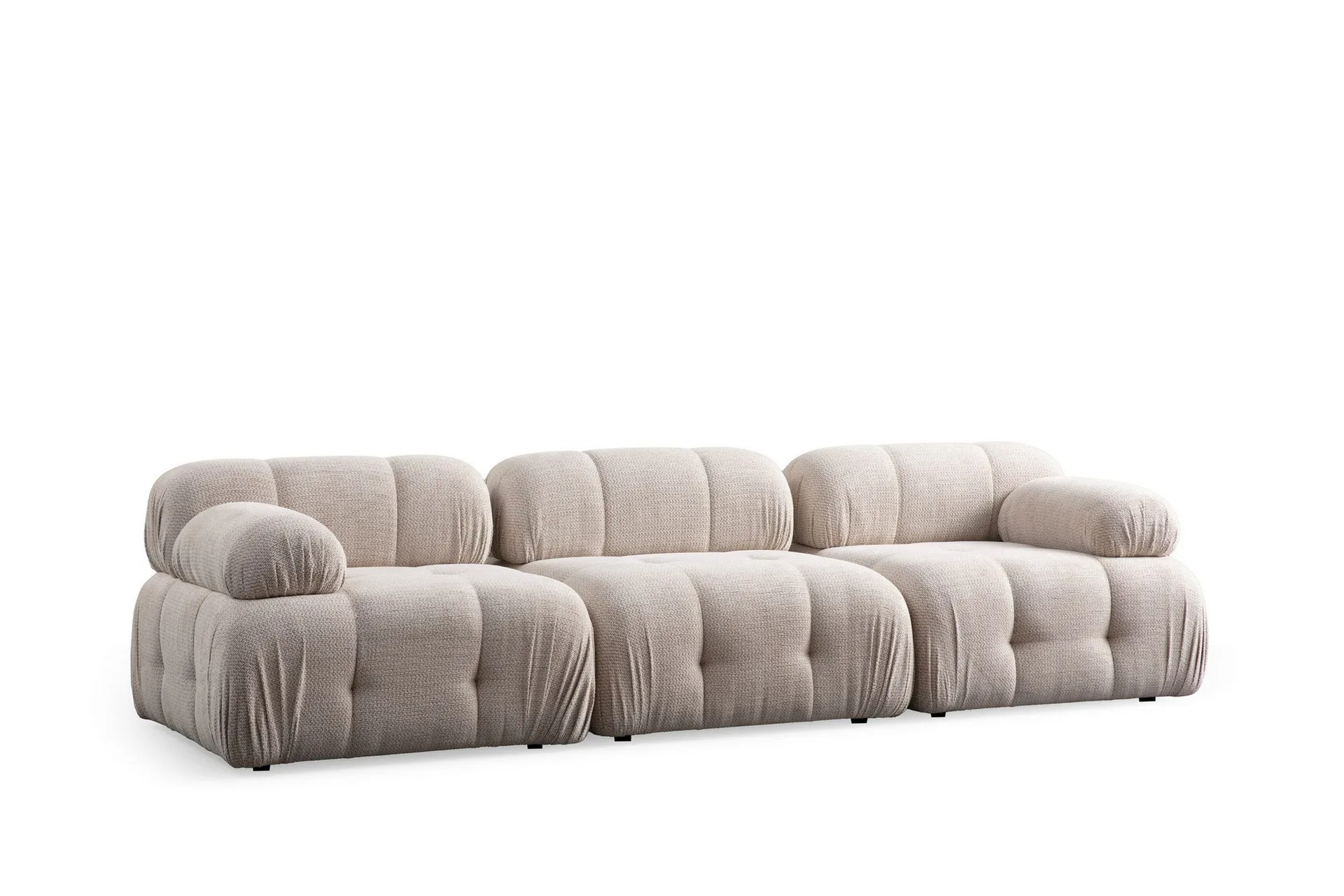 Belgin Bubblig Soffa 3-sits med fasta armst&ouml;d - Cream