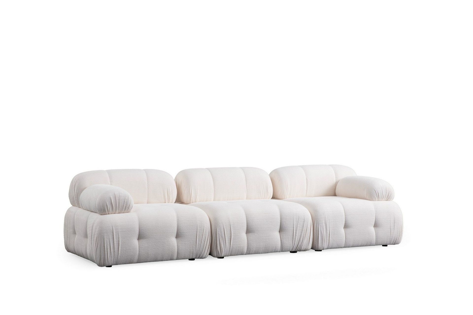 Belgin Bubblig Soffa 3-sits med fasta armst&ouml;d - Vit
