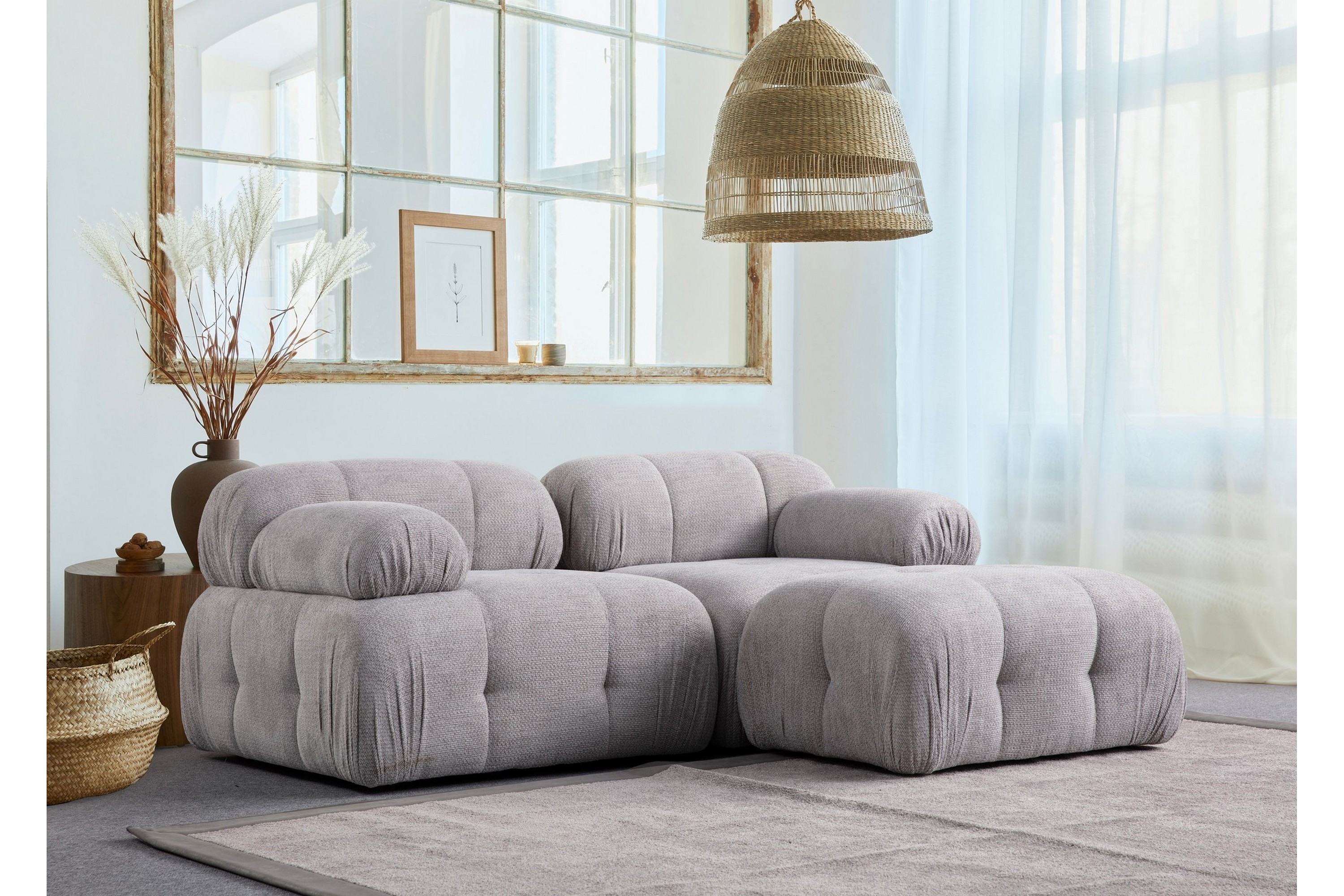 Bengul Soffa med Divan 2-sits Ljusgrå