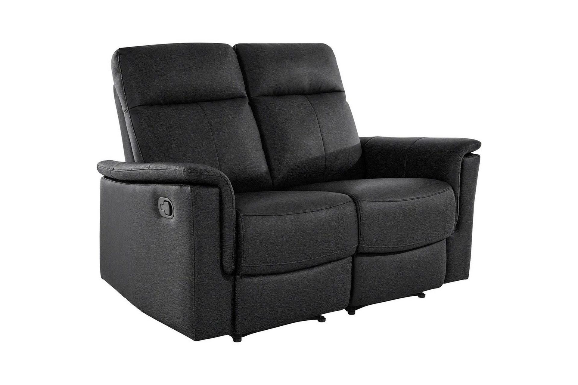 2-sitssoffa Southbrook Svart, &Auml;kta l&auml;der/PU/Tr&auml;/Metall, Manuell vilstol - Svart, &Auml;kta l&auml;der/PU/Tr&auml;/Metall, Manuell vilstol