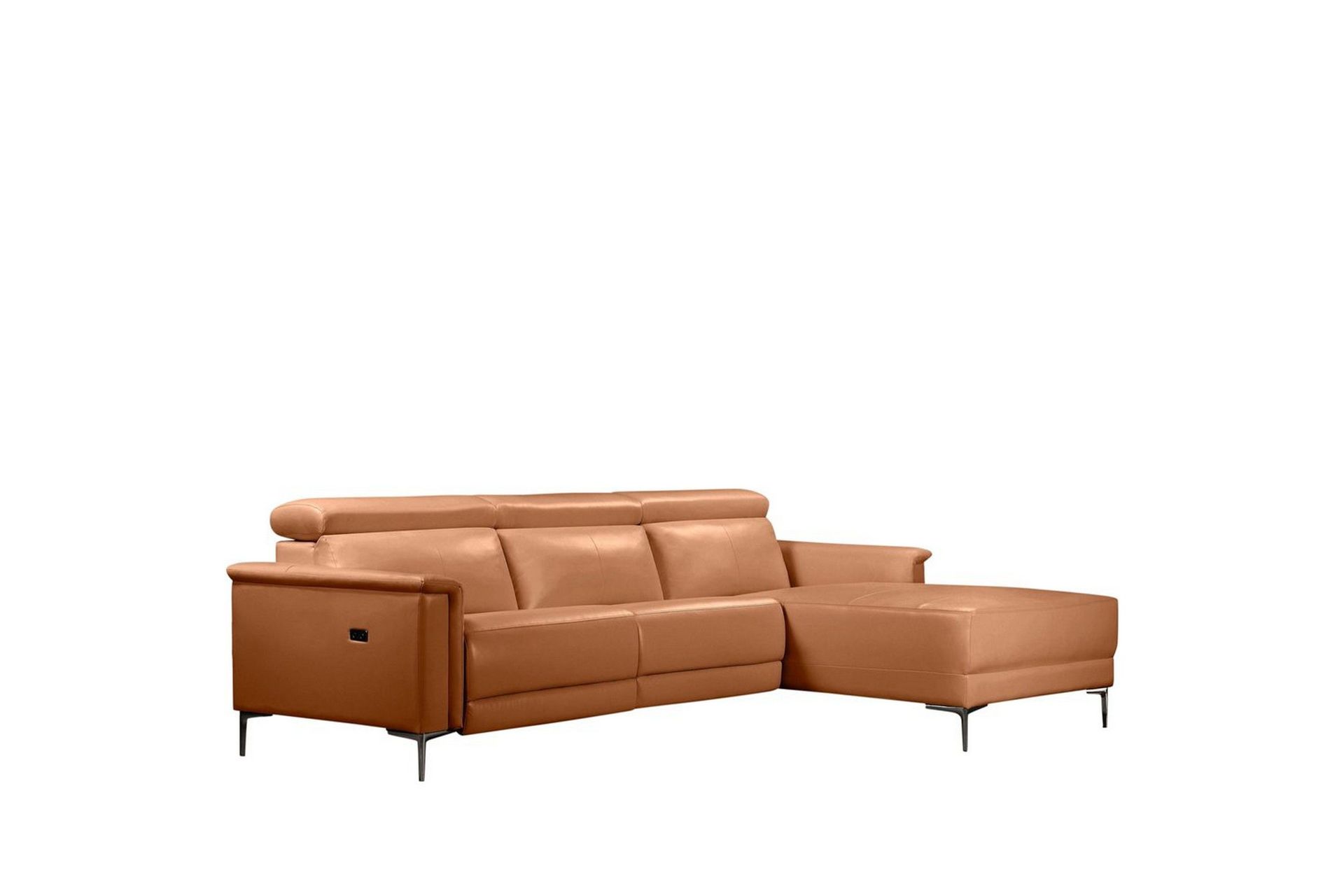 H&ouml;rnsoffa 3-sits Lund Cognac, PU, H&ouml;ger elektrisk vilstol - Cognac, PU, H&ouml;ger elektrisk vilstol