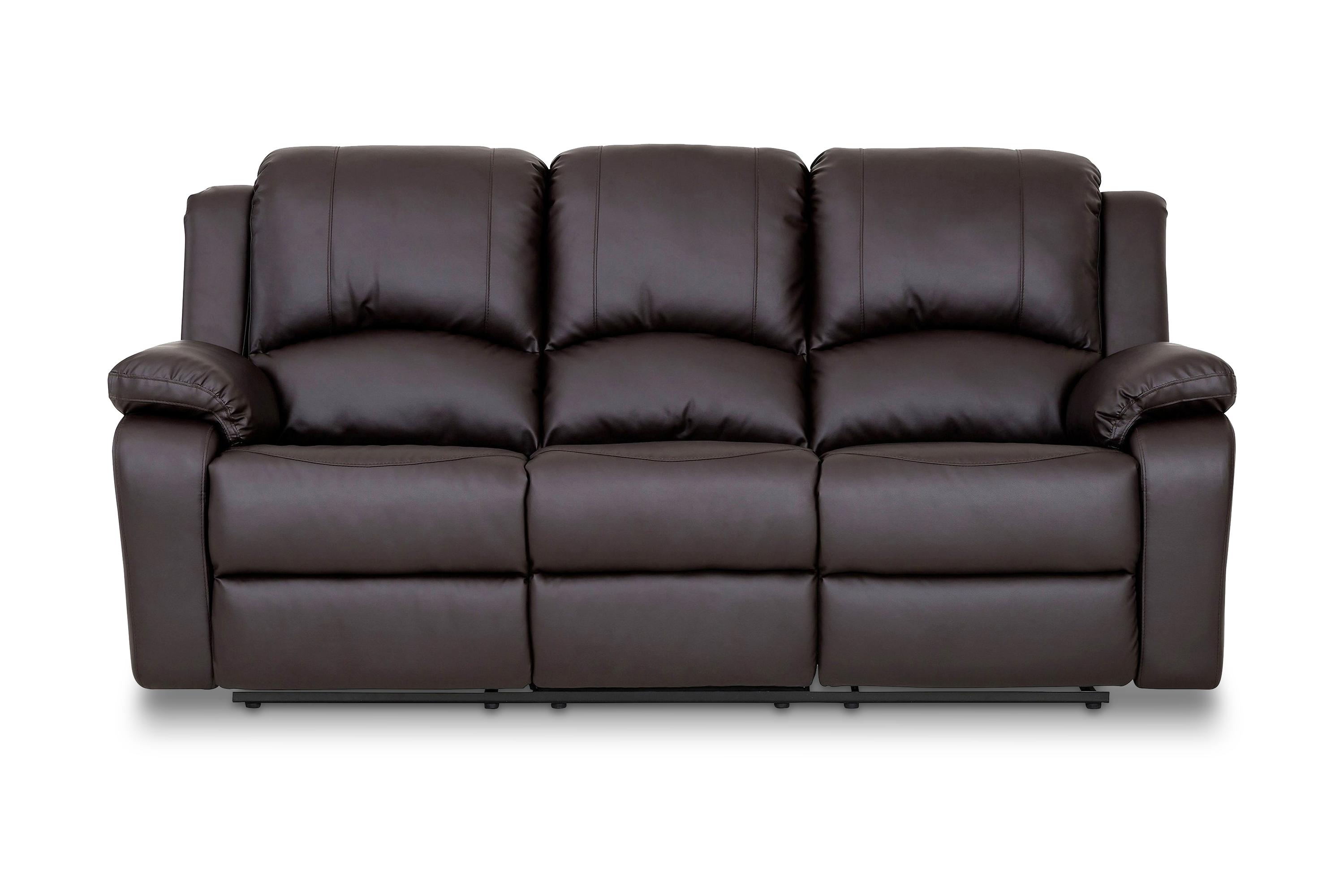 reclinersoffa navarro 3-sits konstläder - brun