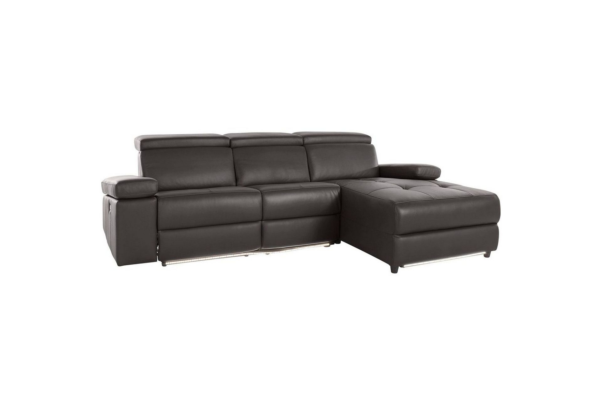 H&ouml;rnsoffa 3-sits Rayland Brun, PU, H&ouml;ger elektrisk vilstol - Brun, PU, H&ouml;ger elektrisk vilstol