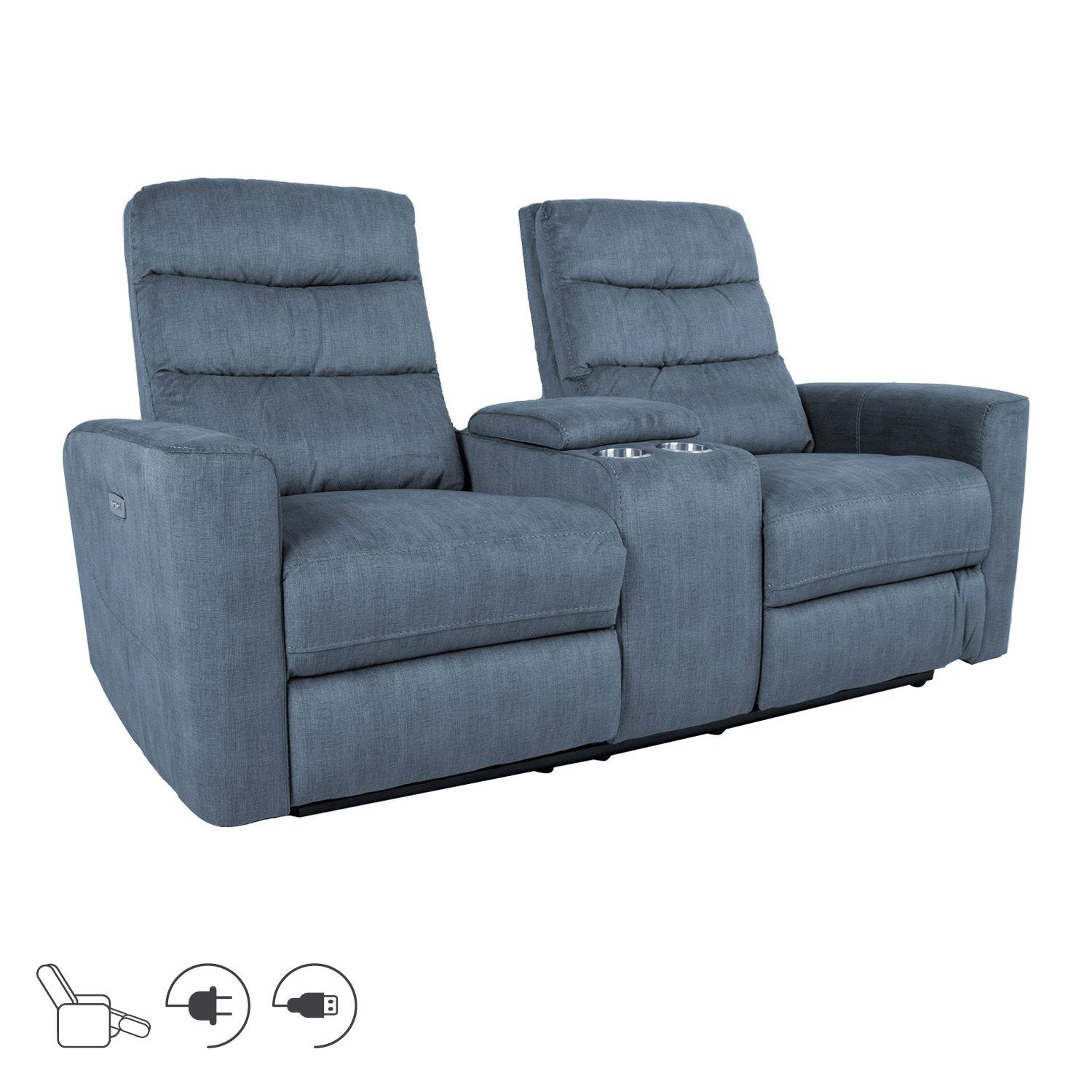 Reclinersoffa Darvi 2-sits med elektrisk mekanism - bl&aring;