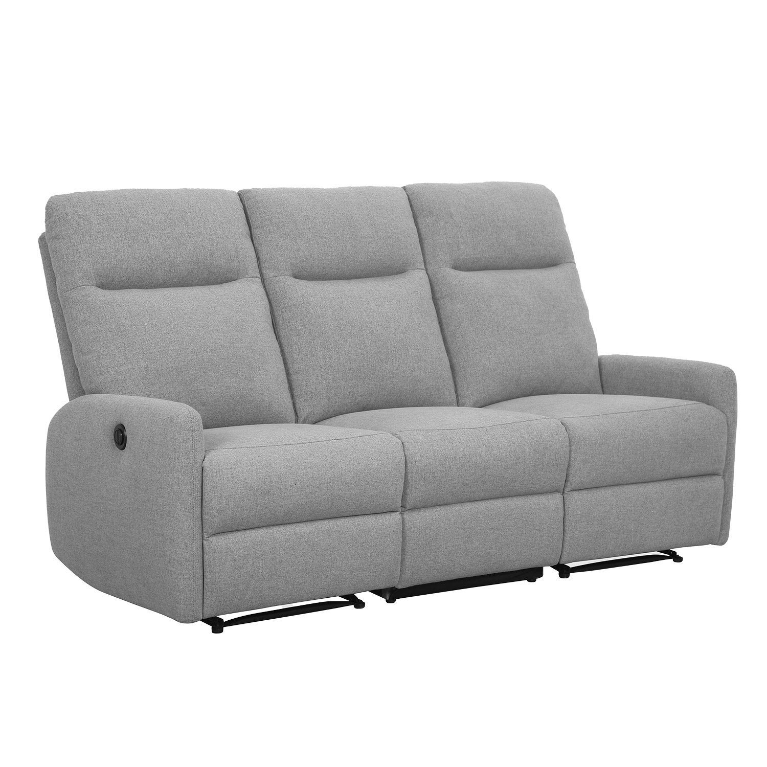 Reclinersoffa Gr&auml;nor 3-sits med elektrisk mekanism - Ljusgr&aring;