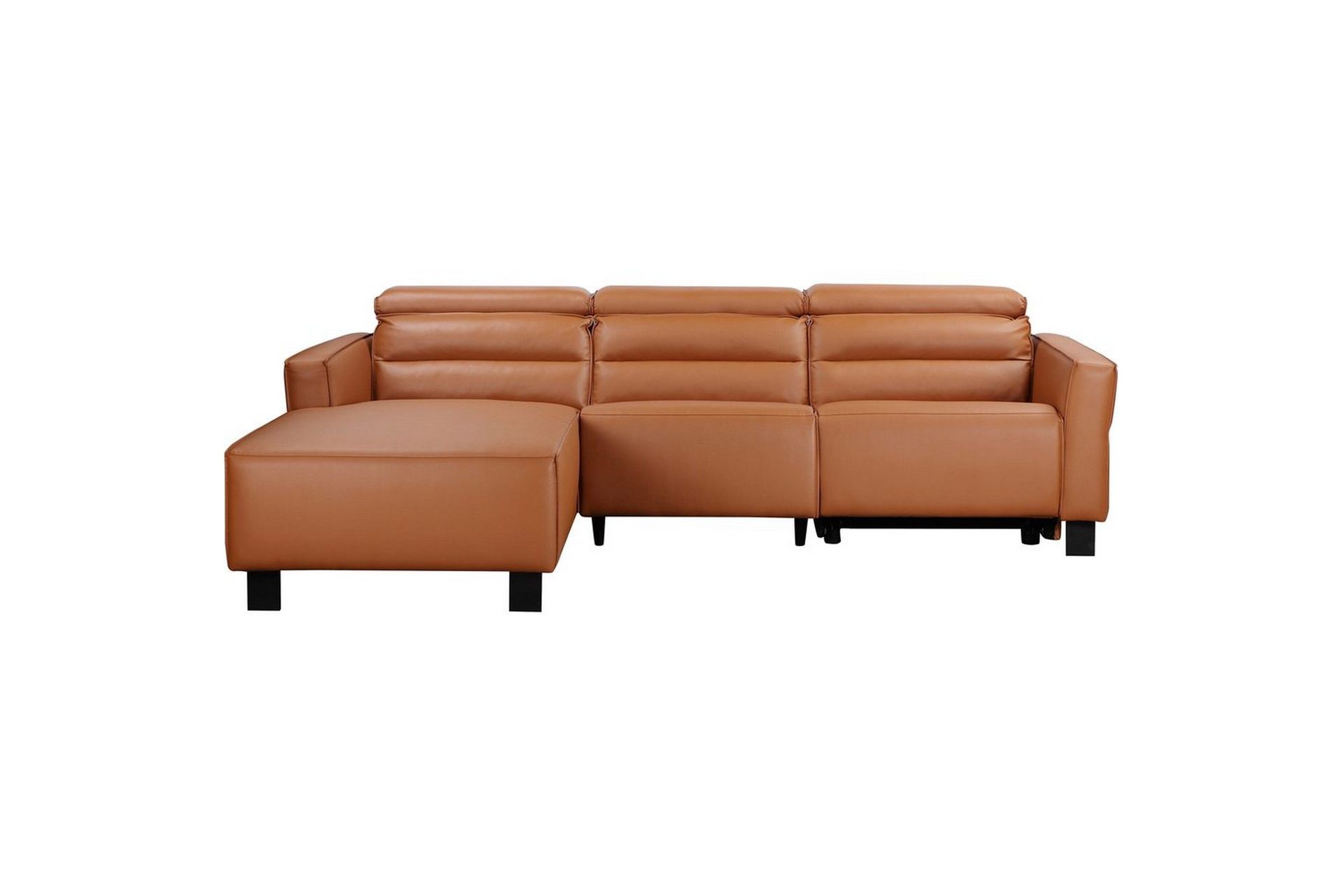 Reclinersoffa med h&ouml;rn Loft24 Carpari Reclinersoffa 3-sits Brown Left-faced Artificial leather -