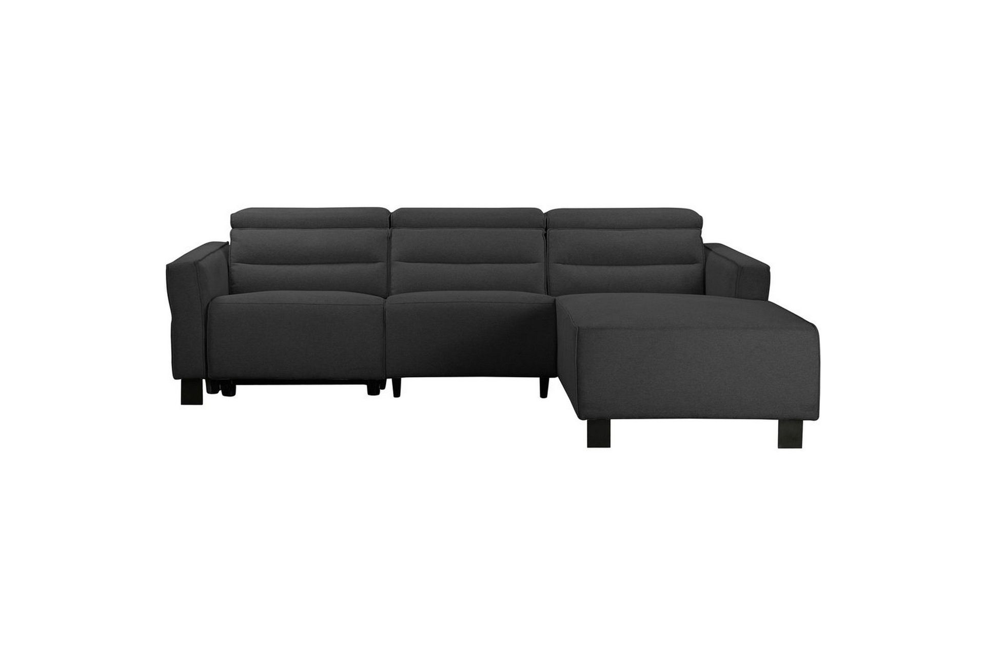 Reclinersoffa med h&ouml;rn Loft24 Carpari Reclinersoffa 3-sits Gr&aring; H&ouml;ger Belfast tyg -