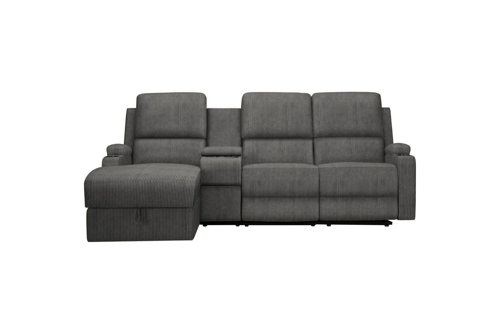 Reclinersoffa med hörn Loft24 Dallas Reclinersoffa 3-sits Grå Vänster -