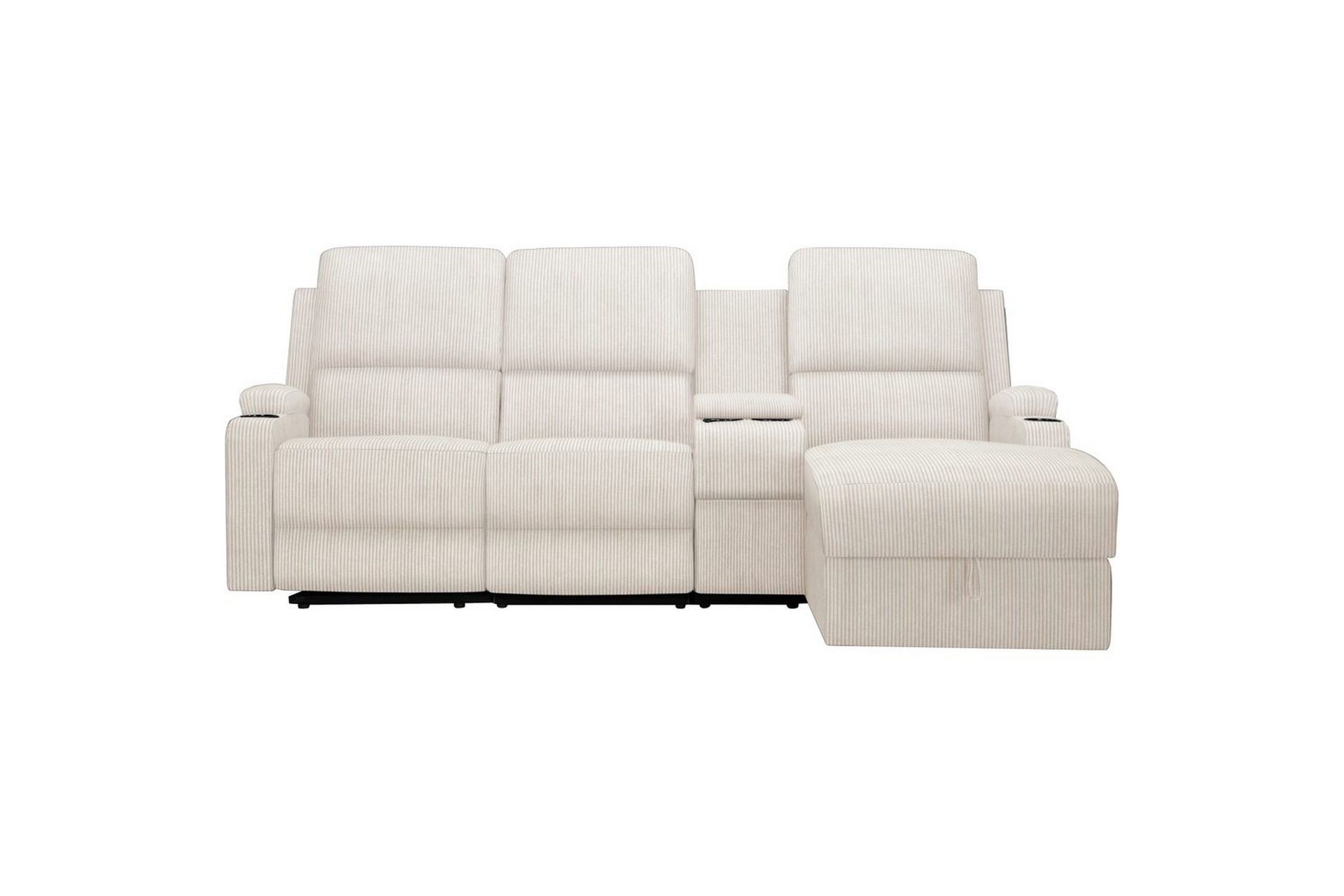 Reclinersoffa med h&ouml;rn Loft24 Dallas Reclinersoffa 3-sits Vit H&ouml;ger -