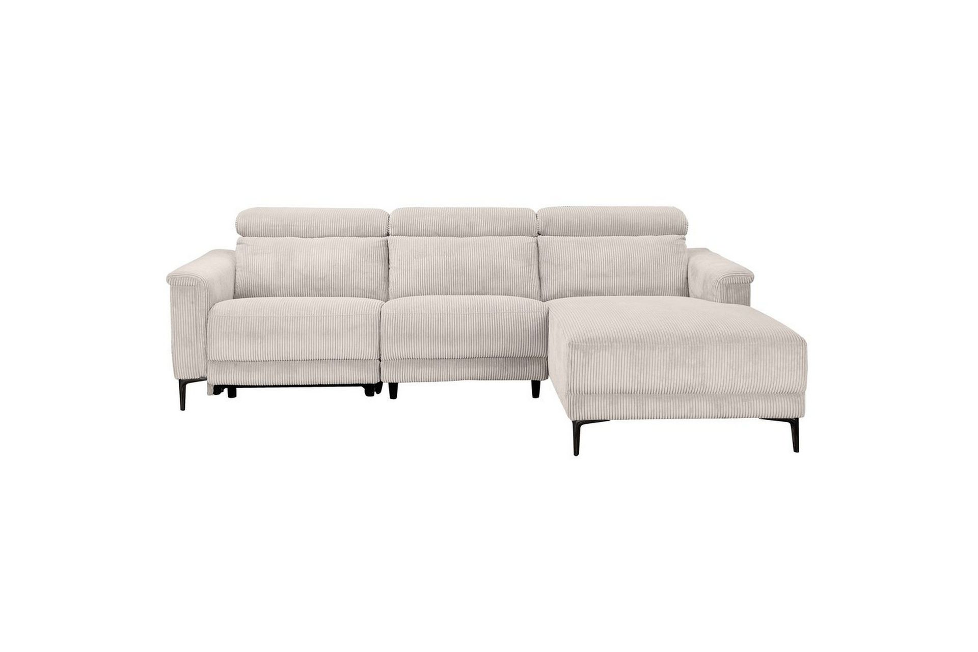 Reclinersoffa med h&ouml;rn Loft24 H&ouml;rnsoffa 3-sits Lund Svart, PU, V&auml;nster Manuell F&aring;t&ouml;lj White 0 -
