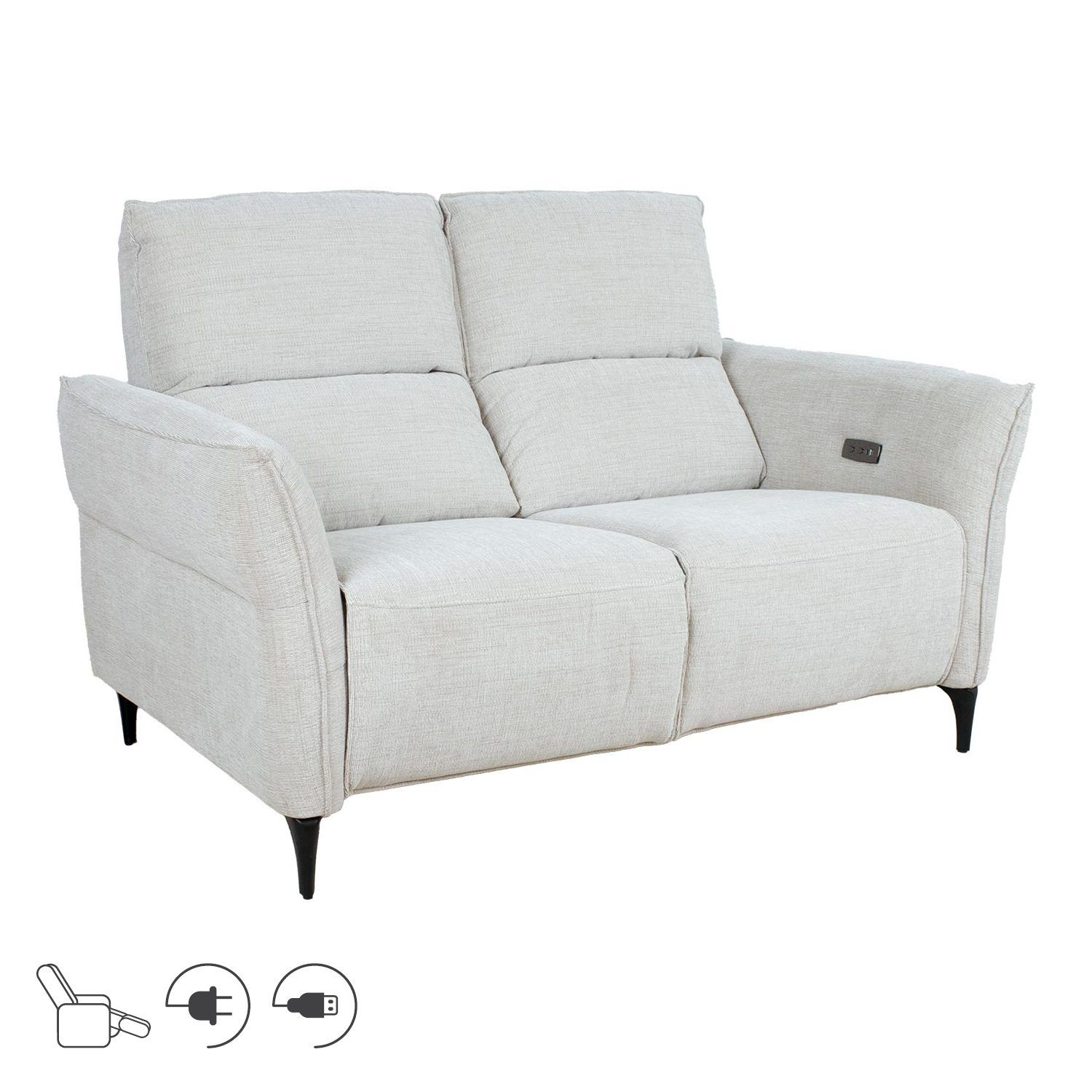 Reclinersoffa N&auml;sdal 2-sits med elektrisk mekanism - ljusbeige