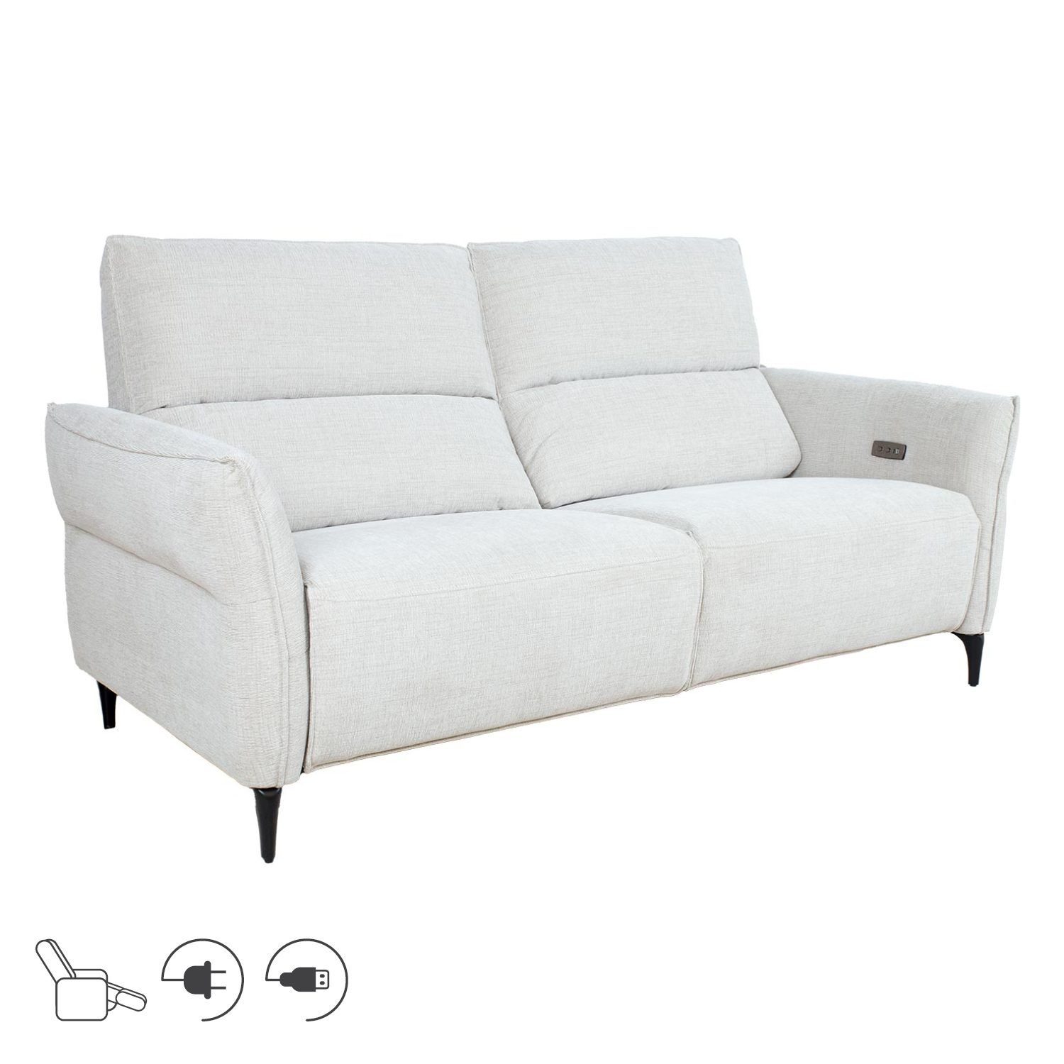 Reclinersoffa N&auml;sdal 3-sits med elektrisk mekanism - ljusbeige