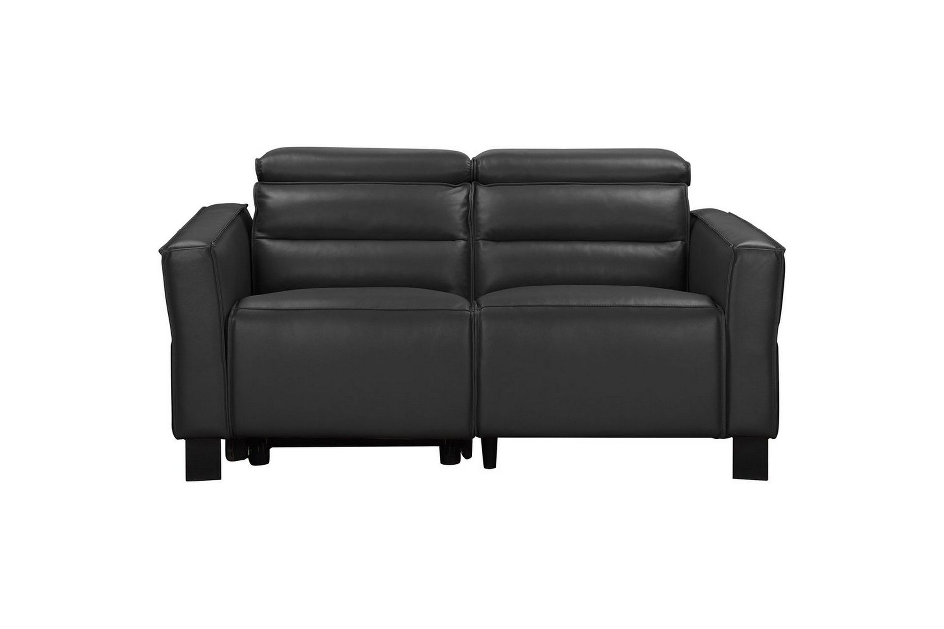 Reclinersoffa utan h&ouml;rn Loft24 Soffa 2-sits Loft24 Carpari med Manuellt F&auml;llbart Fotst&ouml;d Black Artificial leather -