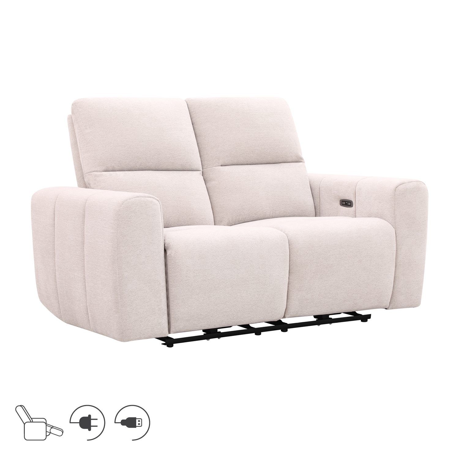 Reclinersoffa &Ouml;dmark 2-sits med elektrisk mekanism - ljusbeige