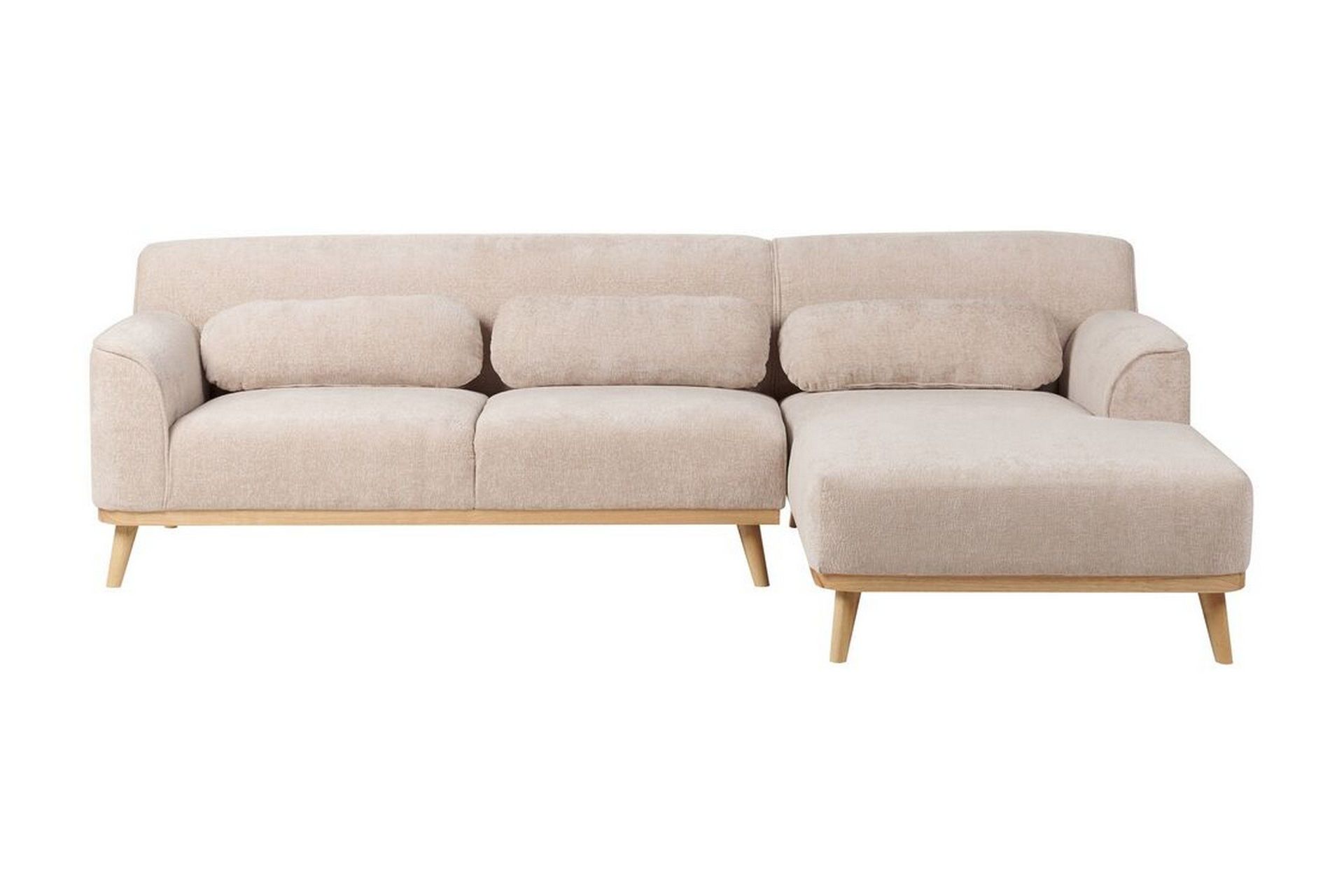 Bree Hörnsoffa 3-sits - Beige/Ljust trä