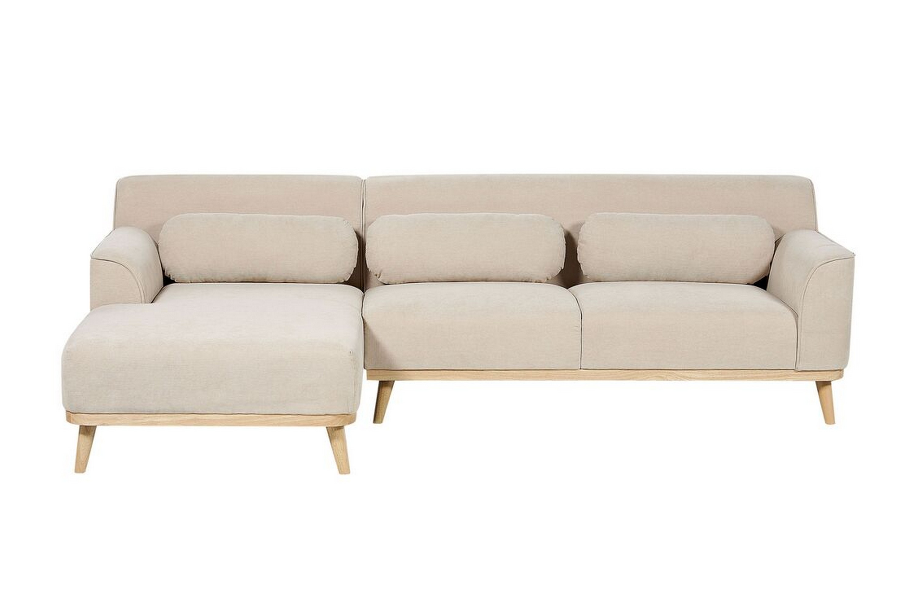 Bree Hörnsoffa 3-sits Beige/Ljust trä