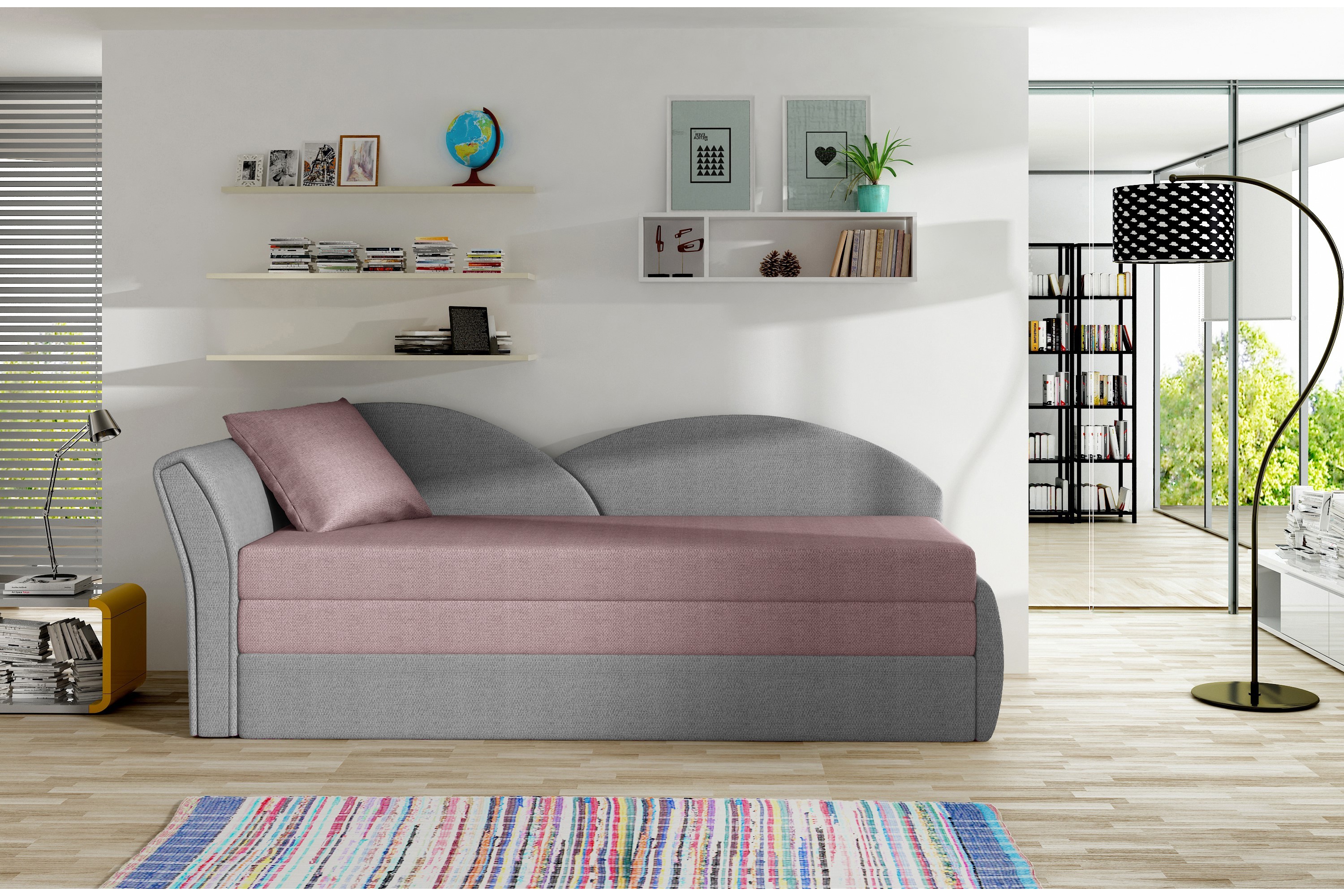 Bäddsoffa Candida 2-sits Rosa/Grå