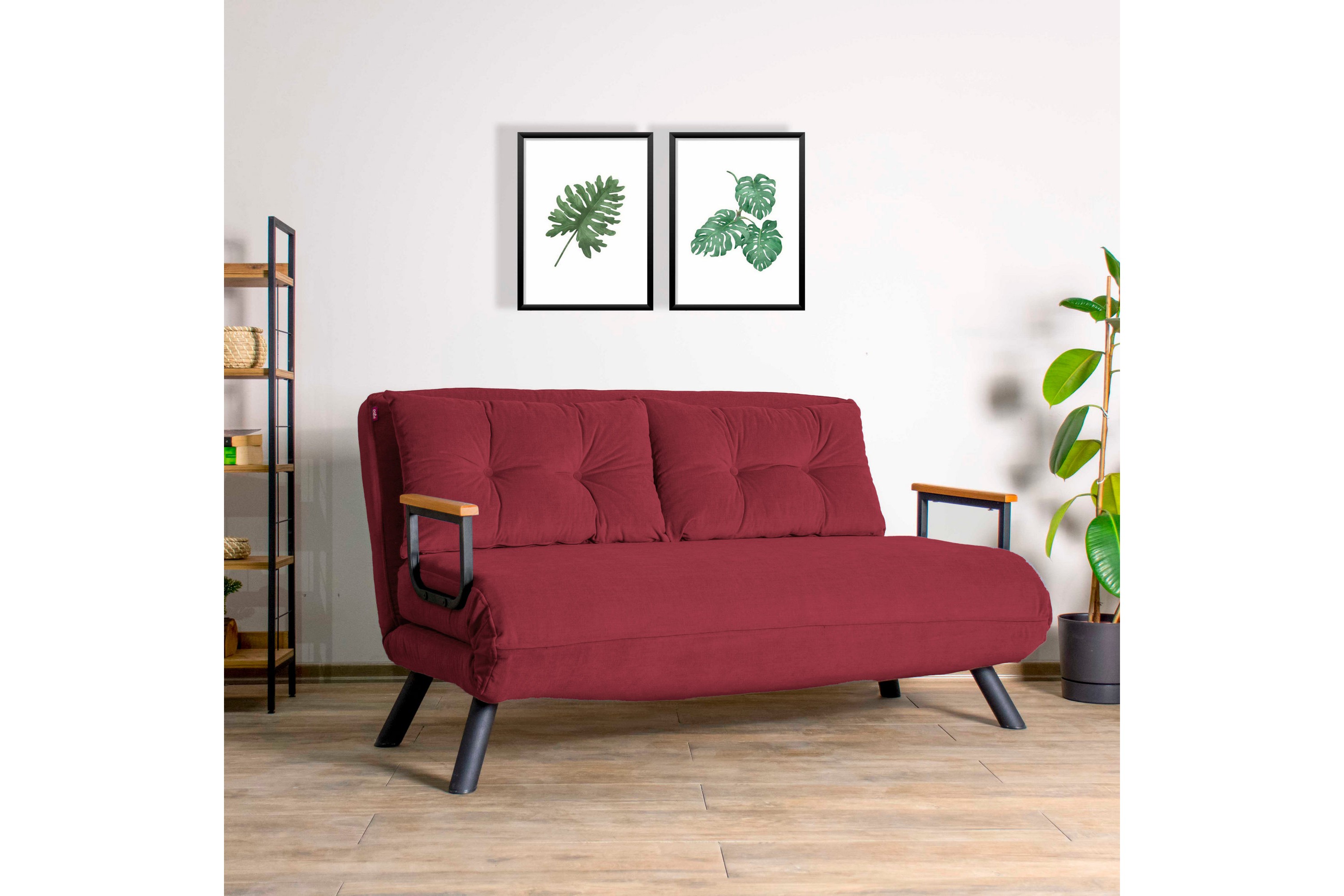 Bäddsoffa Riceville 2-sits 175x133 cm Röd