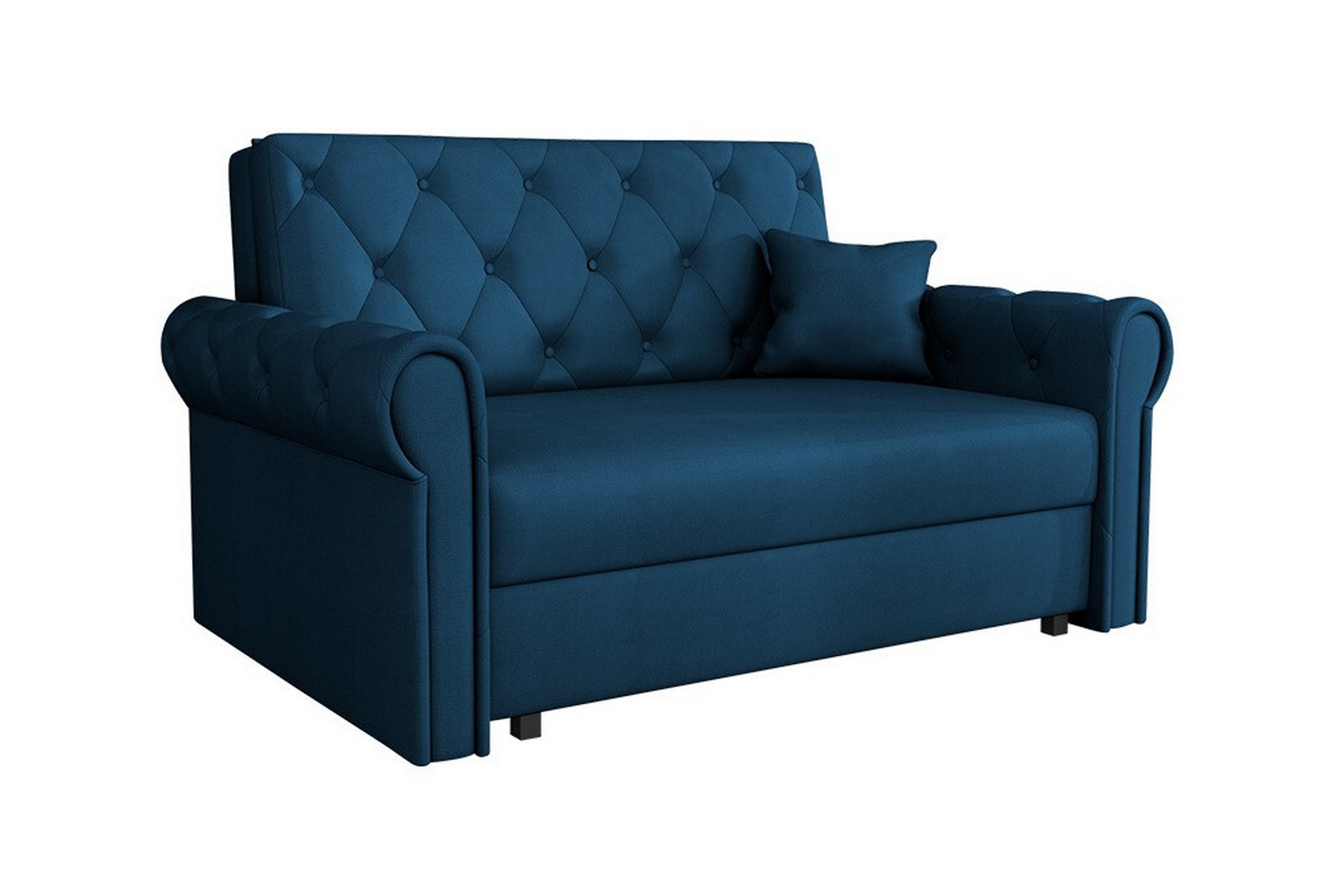 denegal 2-sits liten bäddsoffa i plysch - blå