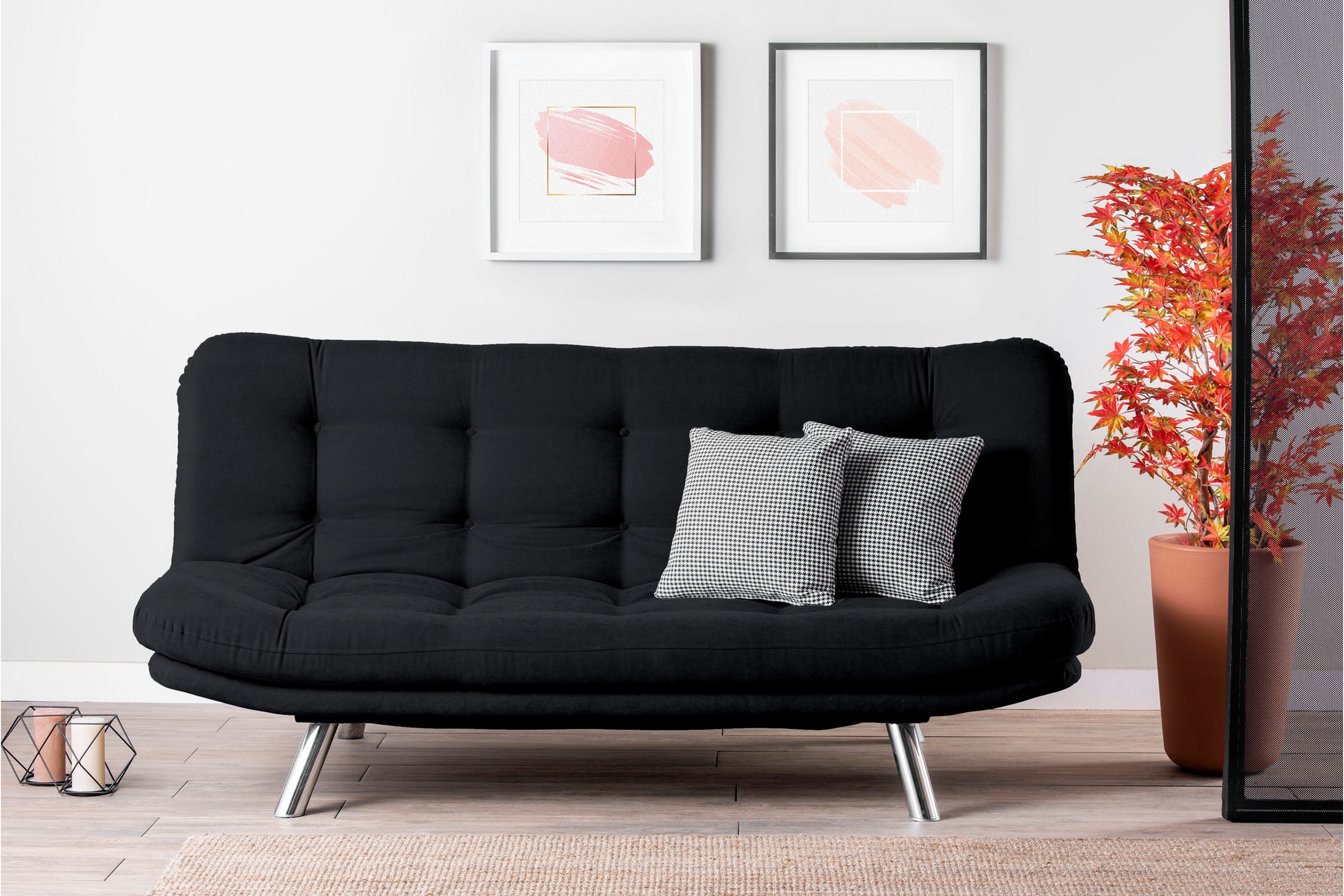 Bäddsoffa 3-sits Perc 200x104 cm Svart