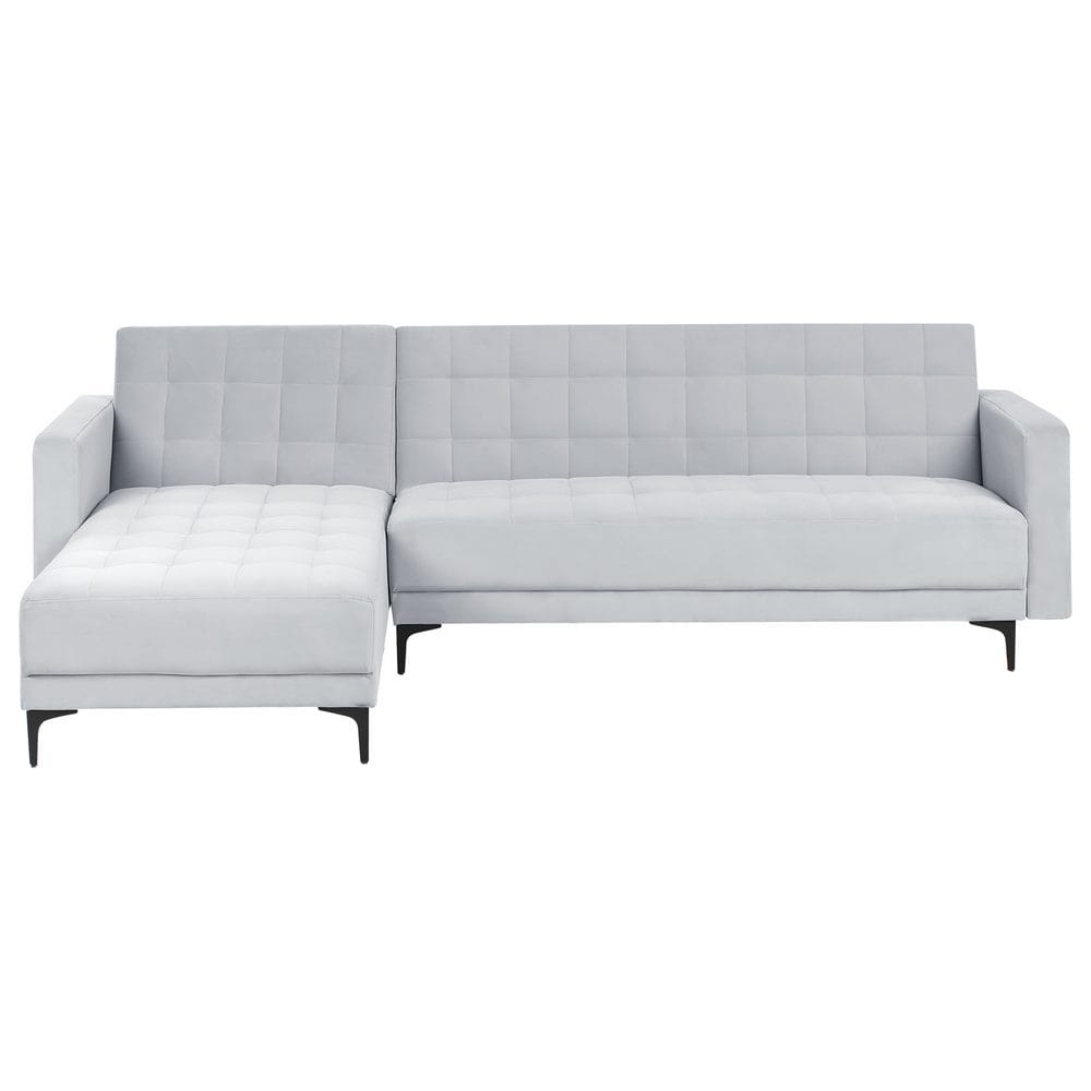 4-sits bäddsoffa aberdeen - ljusgrå, svart/högervänd/sammet