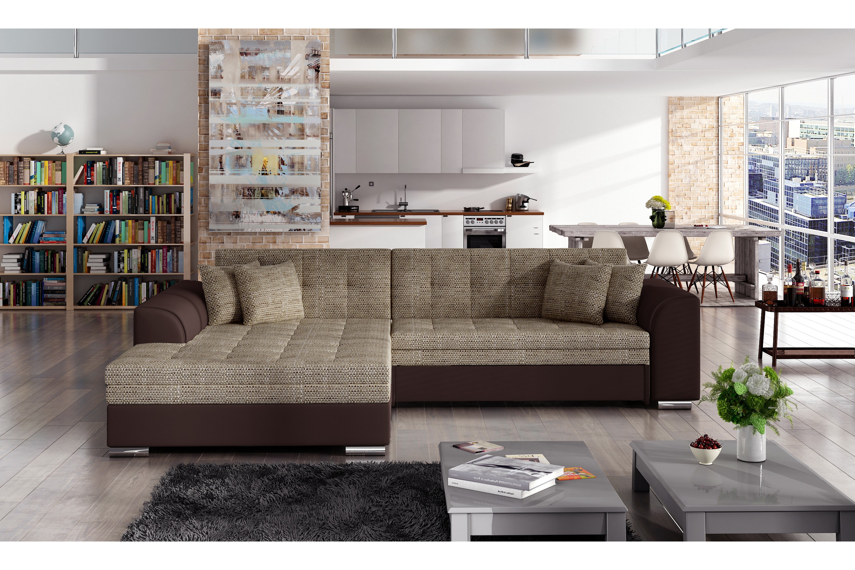 Bäddsoffa Castello med Divan Beige/Brun