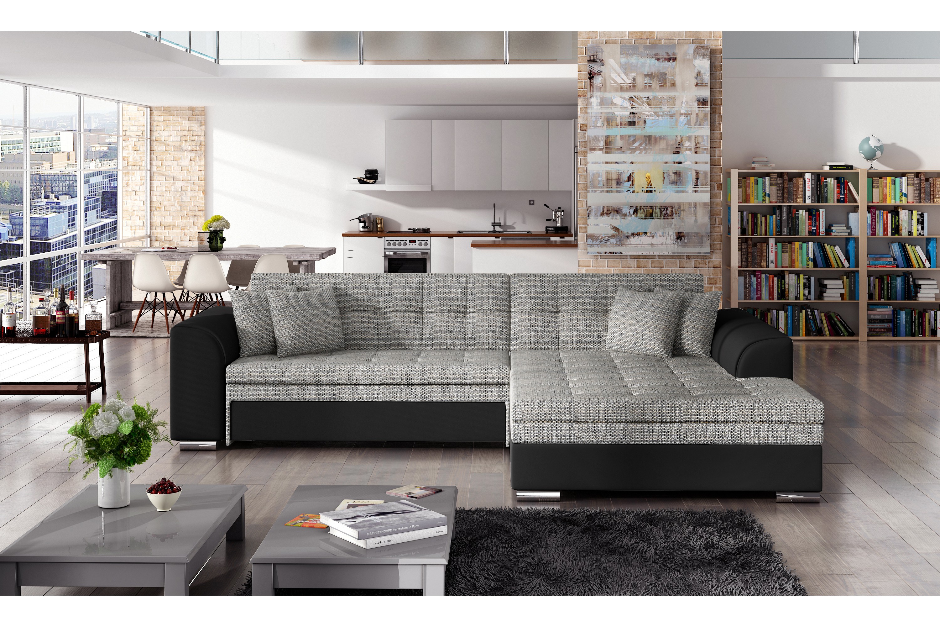 Bäddsoffa Castello med Divan GråSvart