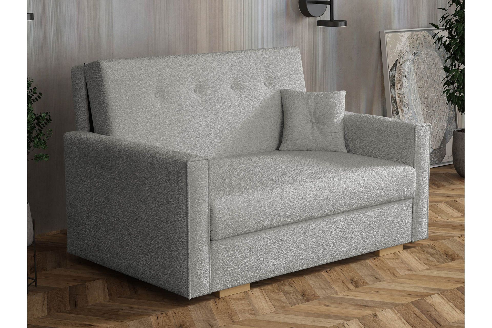 Ajiz B&auml;ddsoffa 2-sits i Boucl&eacute; - Gr&aring;