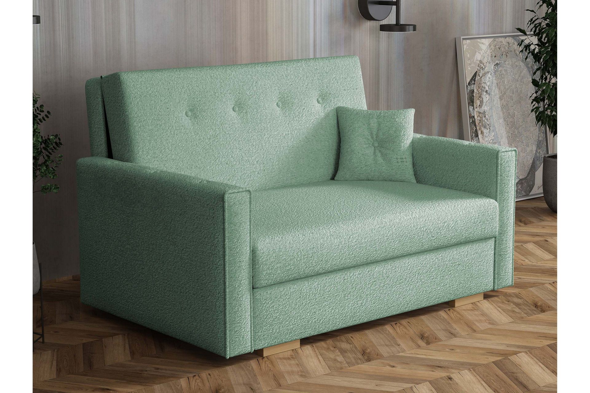 Ajiz B&auml;ddsoffa 2-sits i Boucl&eacute; - Gr&ouml;n