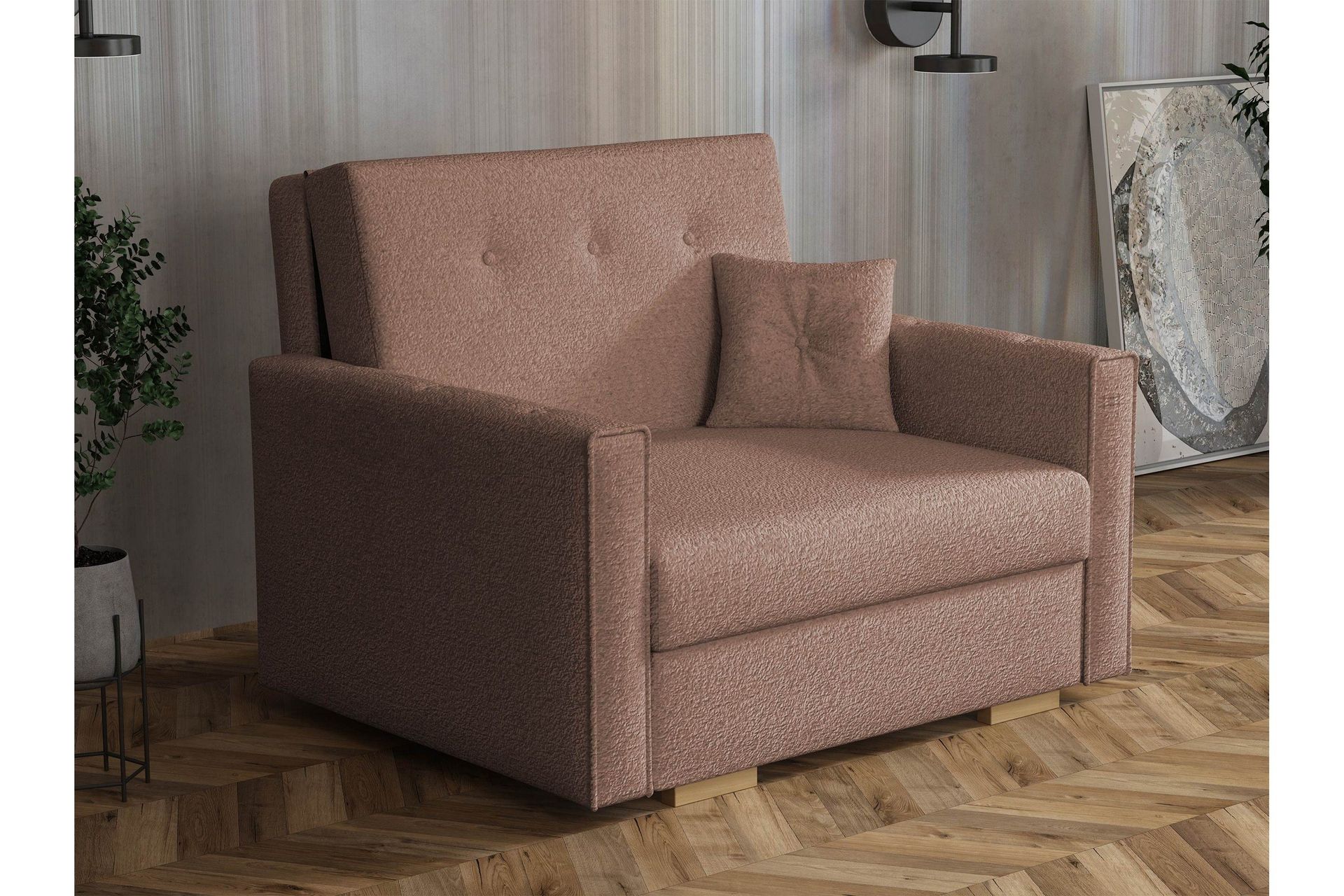 Ajiz B&auml;ddsoffa 2-sits i Boucl&eacute; - Rosa