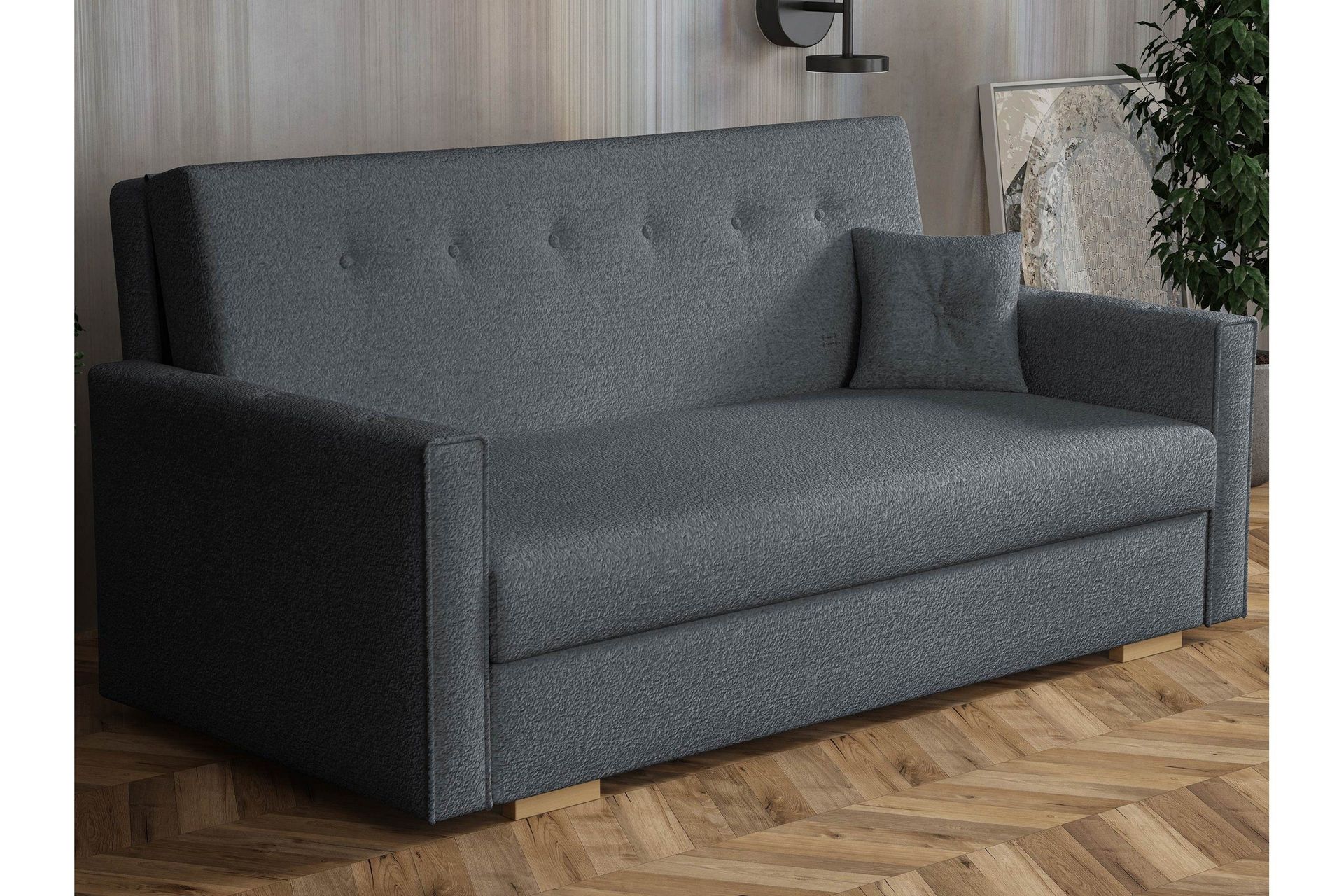 Ajiz B&auml;ddsoffa 3-sits i Boucl&eacute; - Gr&aring;