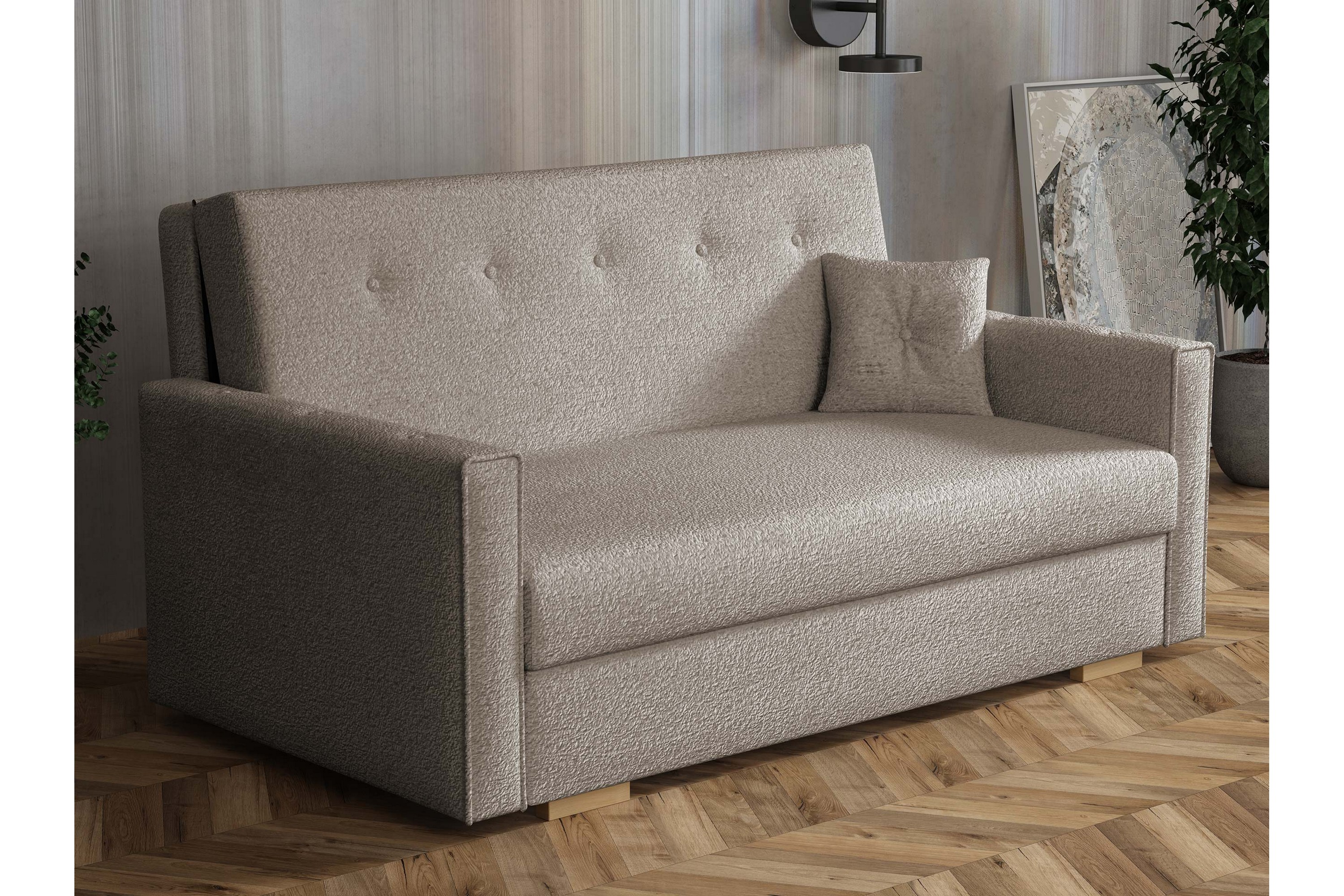 ajiz bäddsoffa 3-sits i bouclé - grå