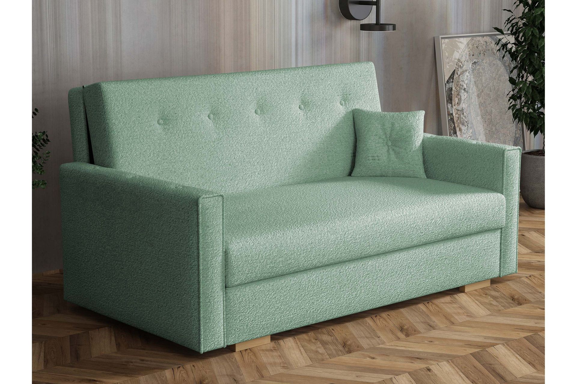 Ajiz B&auml;ddsoffa 3-sits i Boucl&eacute; - Gr&ouml;n