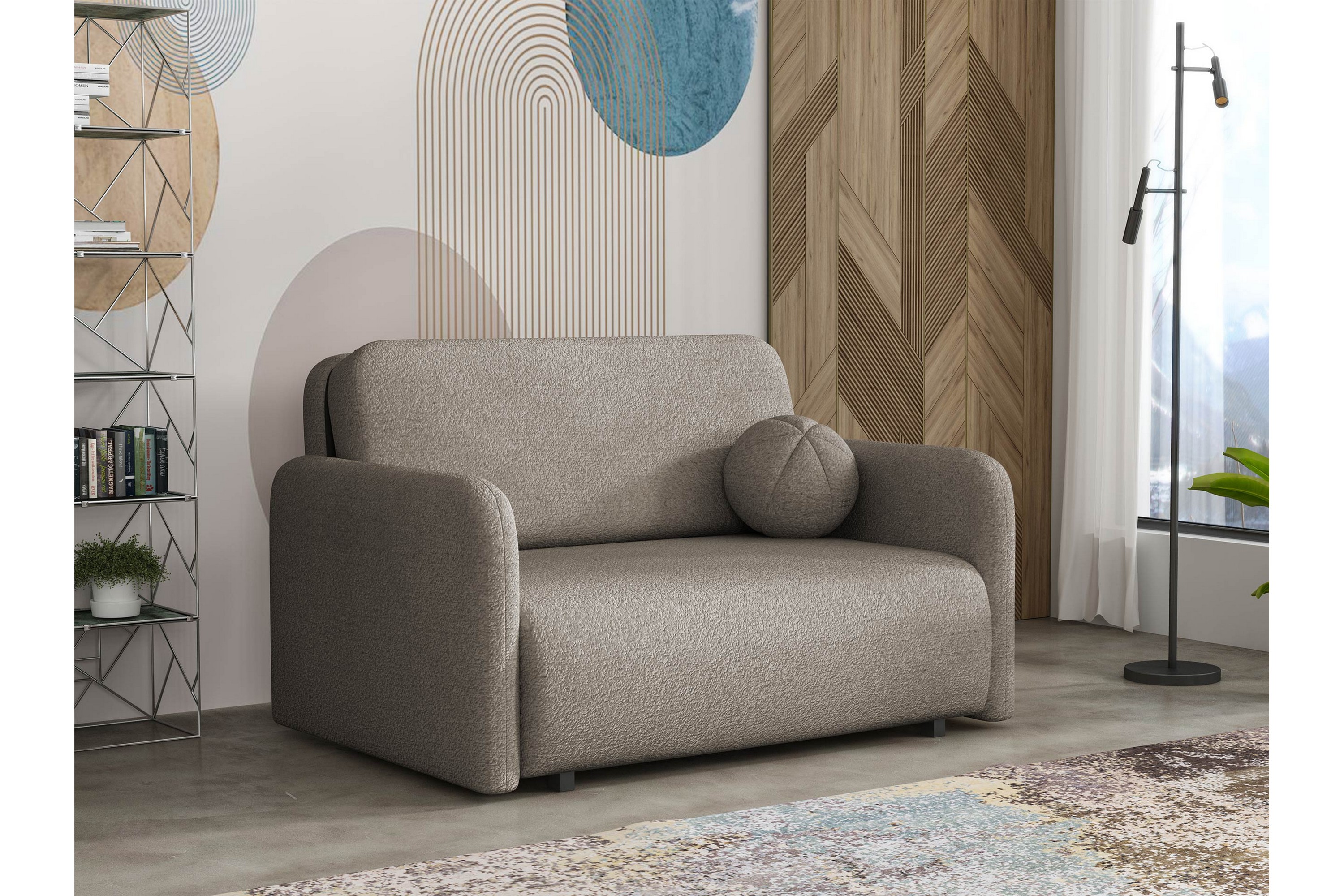 ajmeri bäddsoffa 2-sits i bouclé - grå