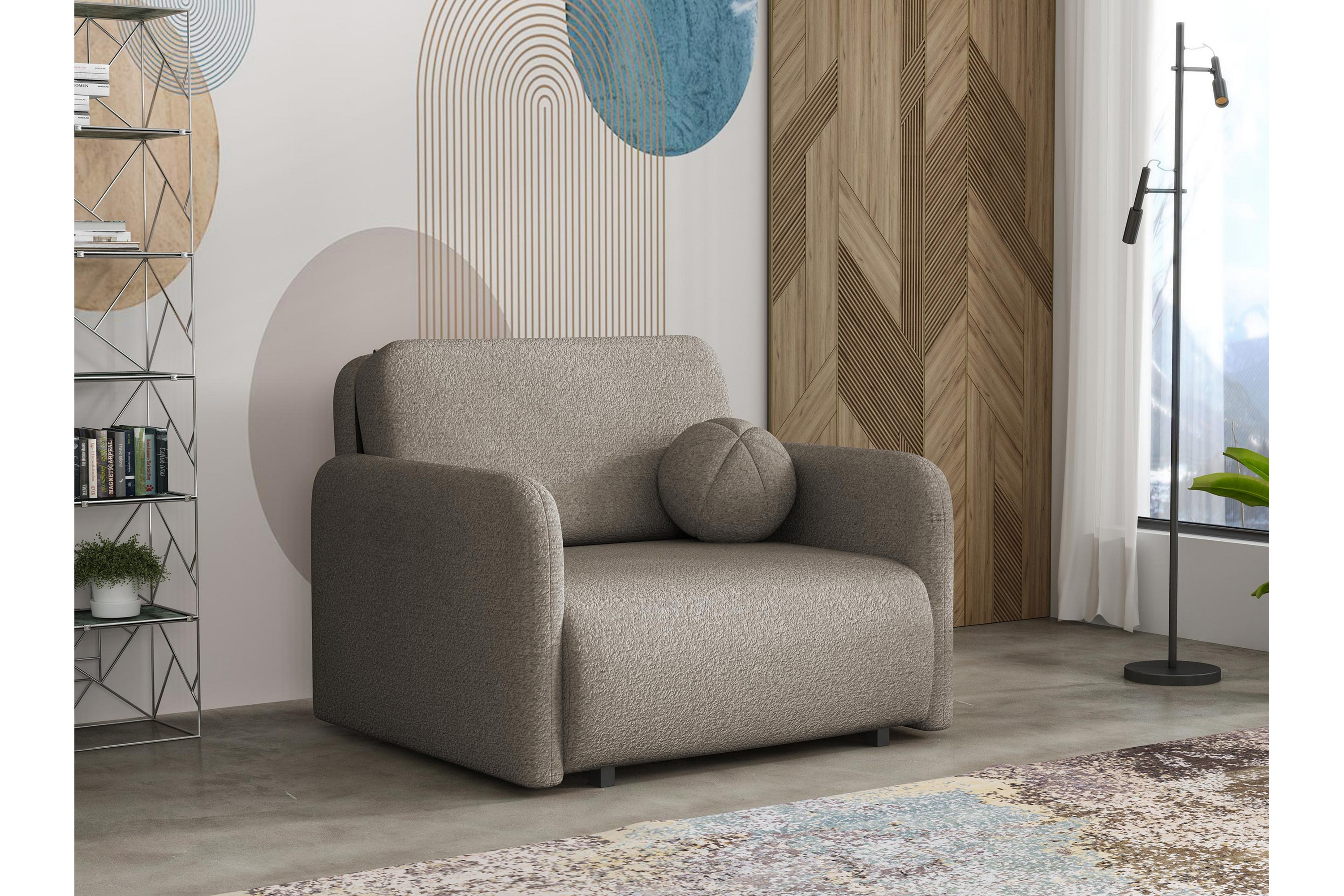 ajmeri bäddsoffa 2-sits i bouclé - grå