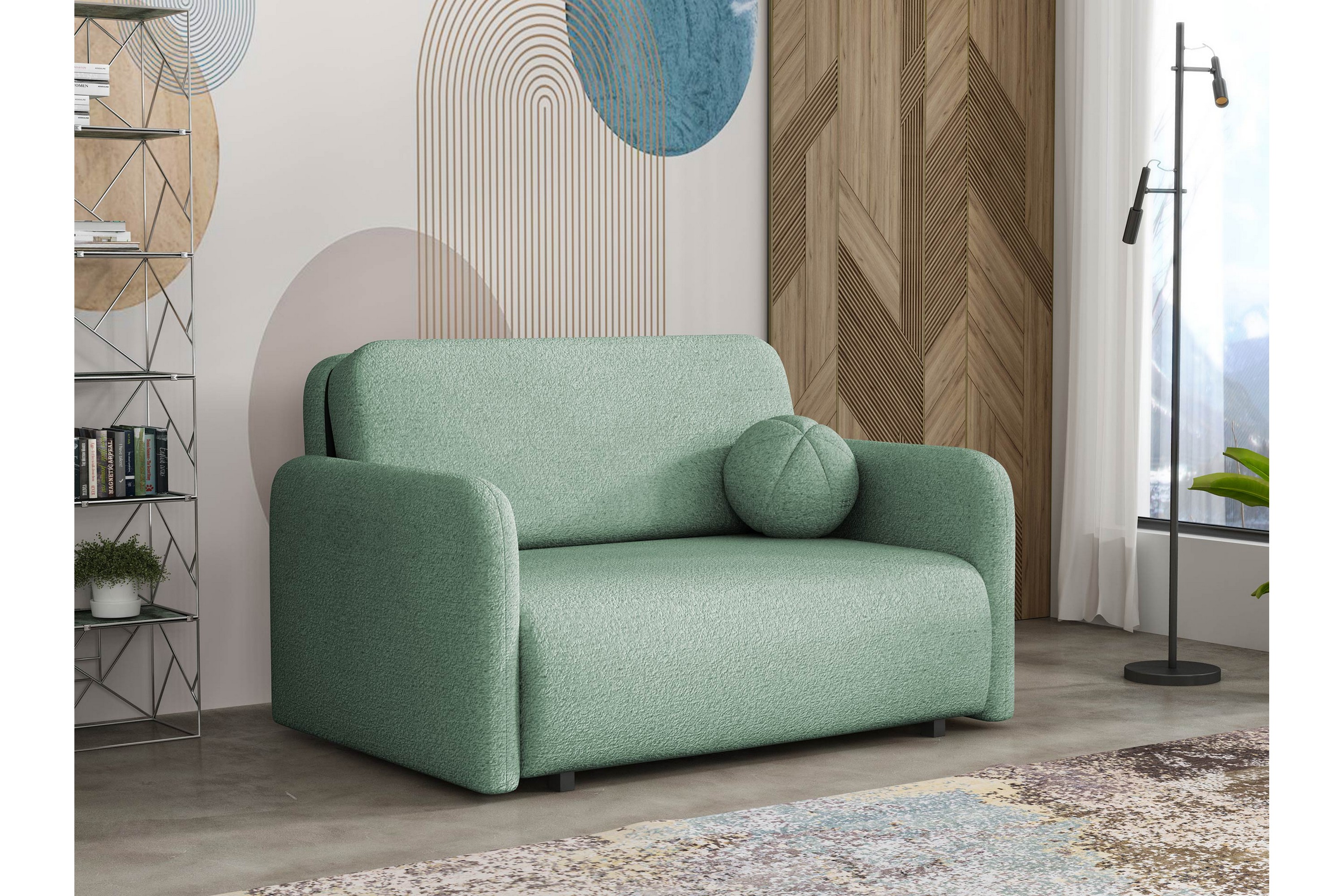 ajmeri bäddsoffa 2-sits i bouclé - grön