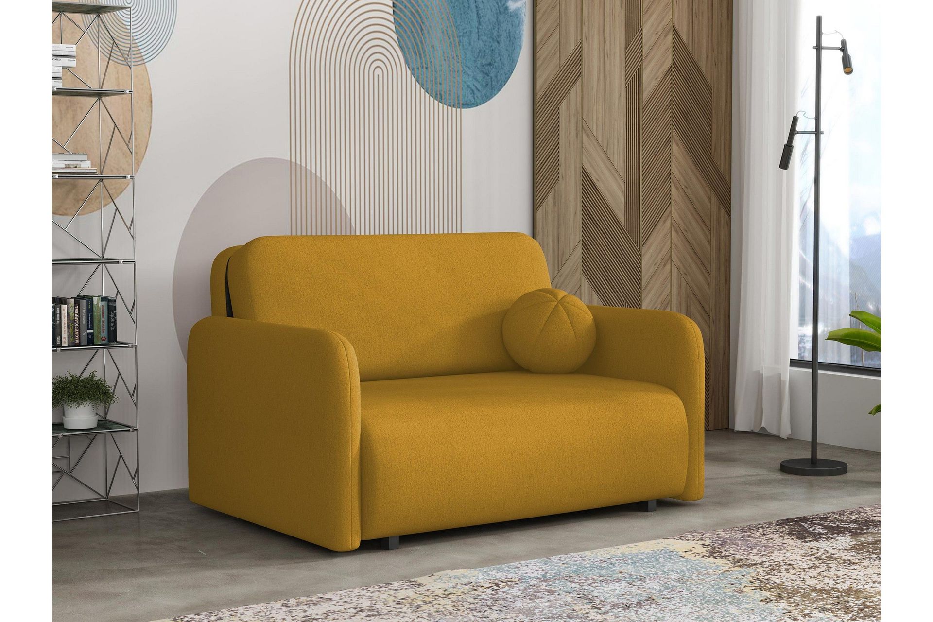 Ajmeri Bäddsoffa 2-sits i Plysch - Gul