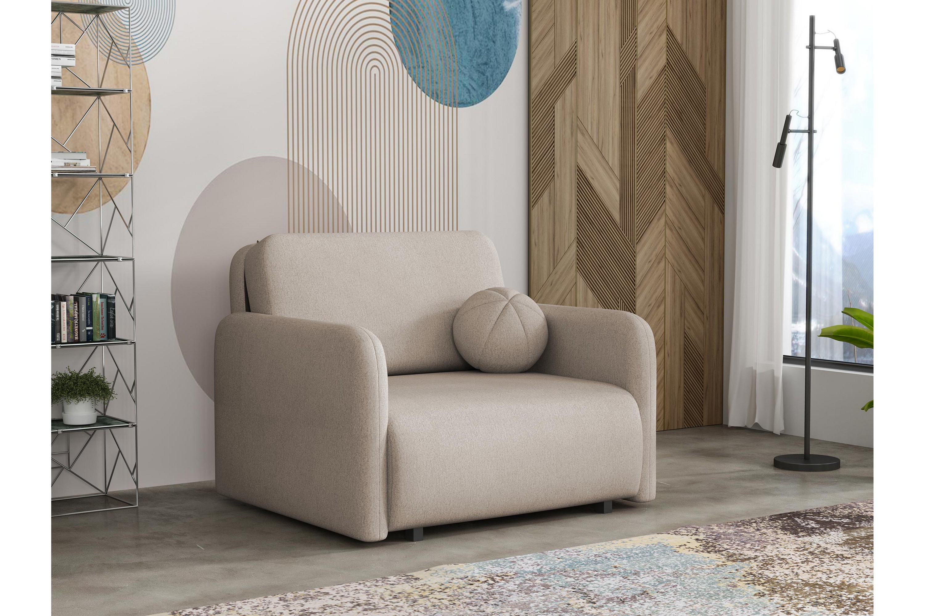 Ajmeri Bäddsoffa 2-sits i Plysch Beige